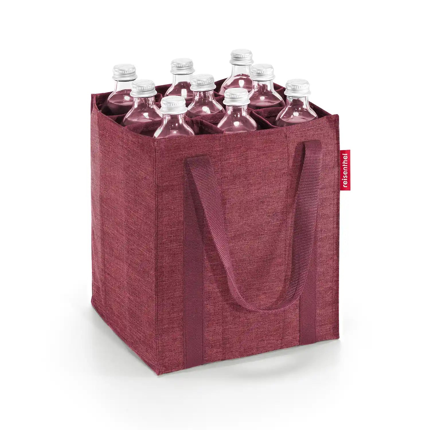 Reisenthel Shopping Bottlebag 28 cm Twist Maroon – stabile Tragetasche für bis zu neun Flaschen