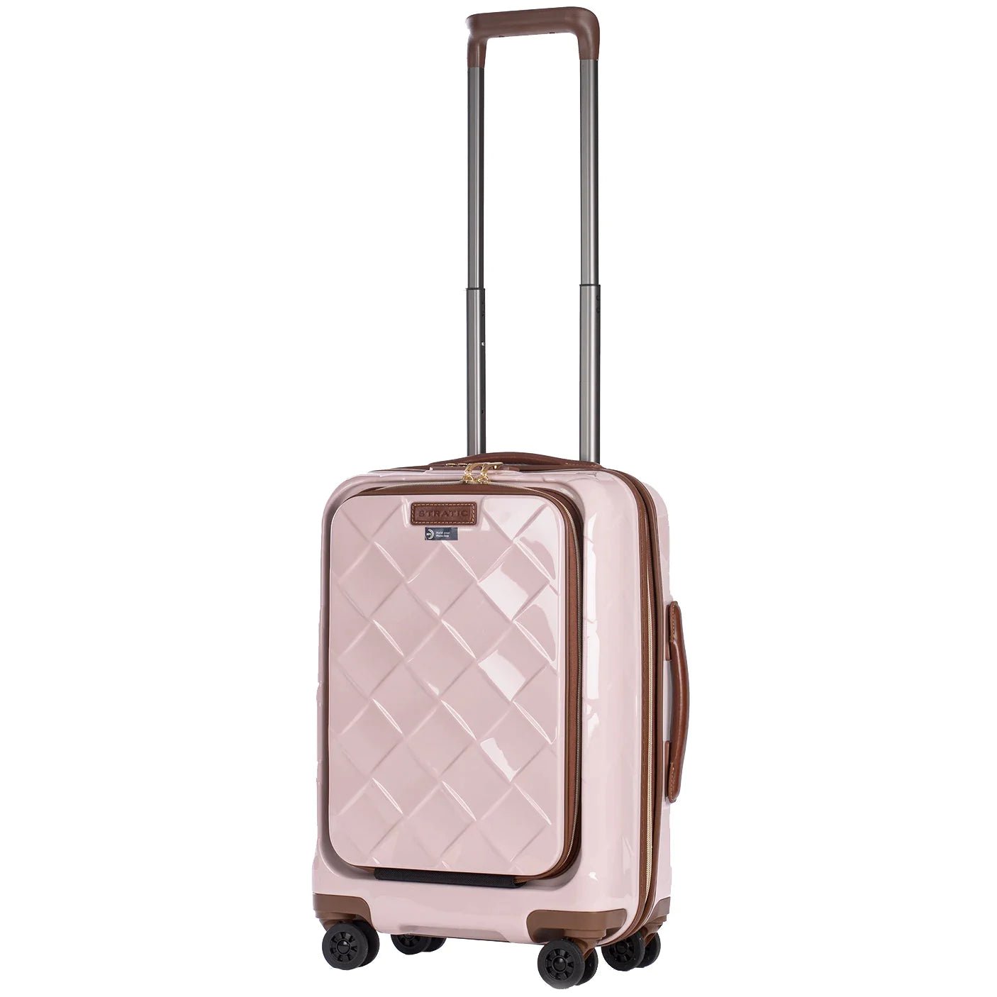 Stratic Leather & More 4-wheel trolley with front pocket 55 cm - rose