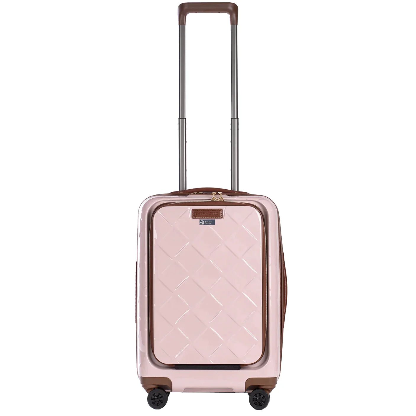 Stratic Leather &amp; More 4-wheel trolley with front pocket 55 cm - Champagne