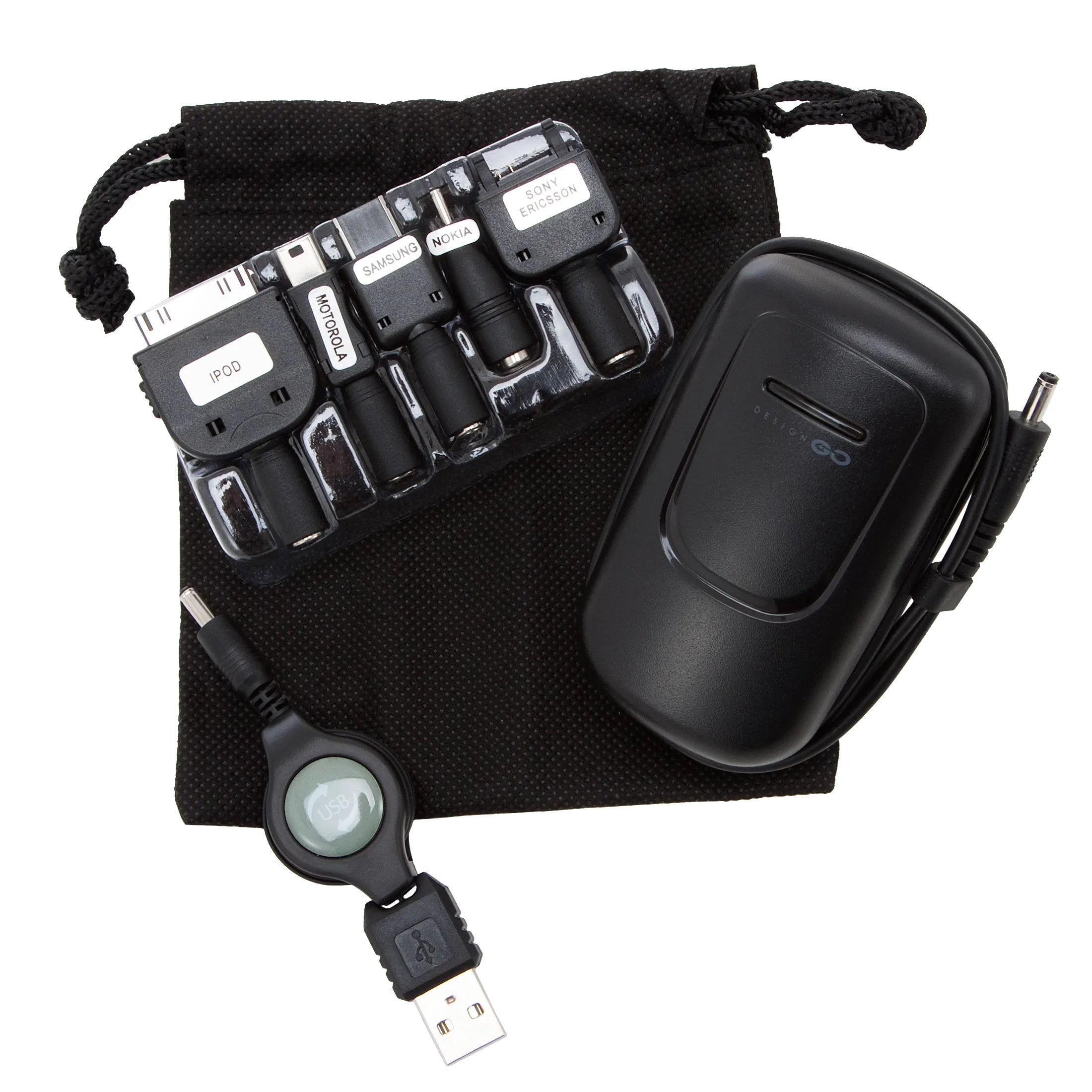 Le chargeur de voyage pour accessoires de voyage Design Go charge 2 appareils en même temps - noir