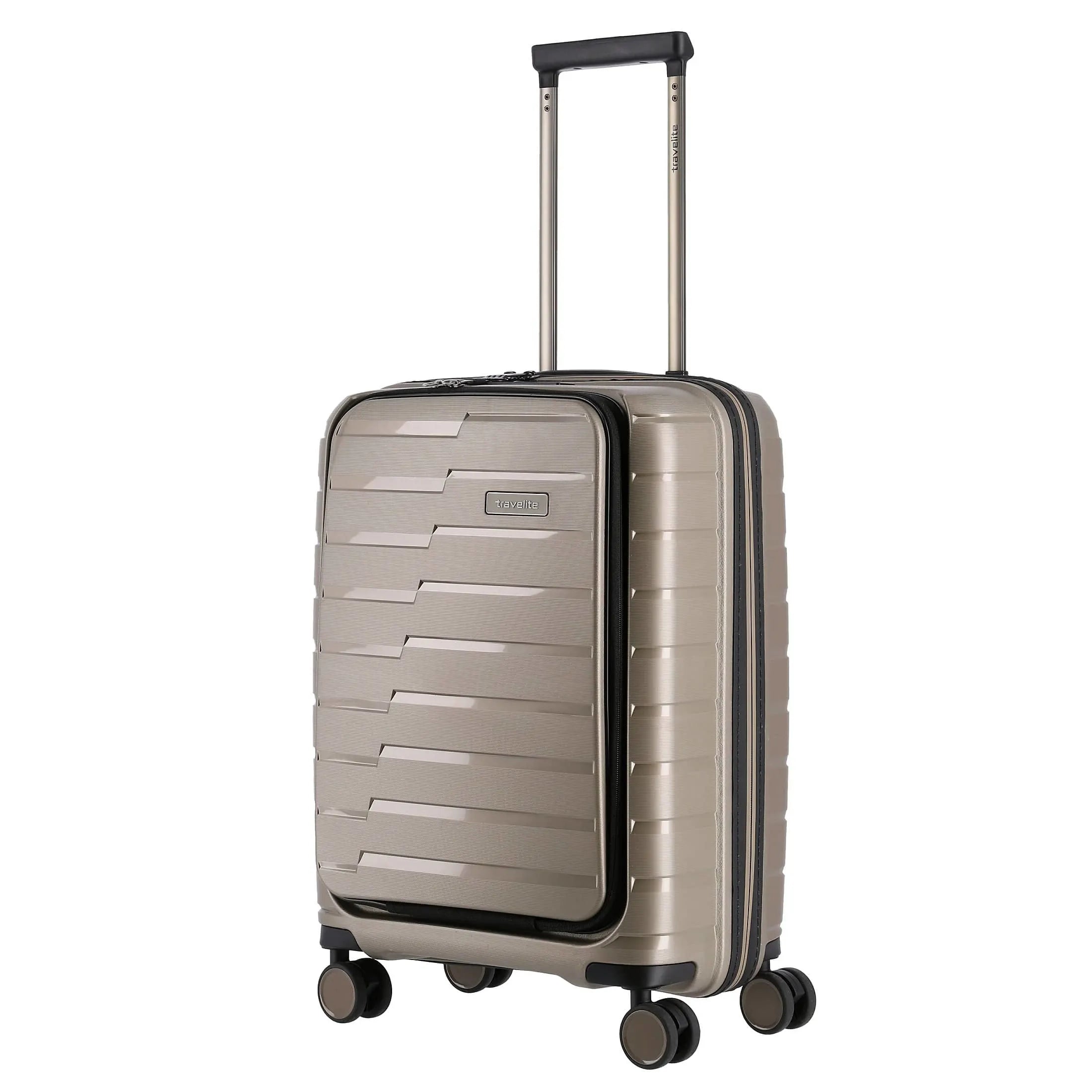 Travelite Air Base 4-wheel cabin trolley with front pocket 55 cm - Champagne