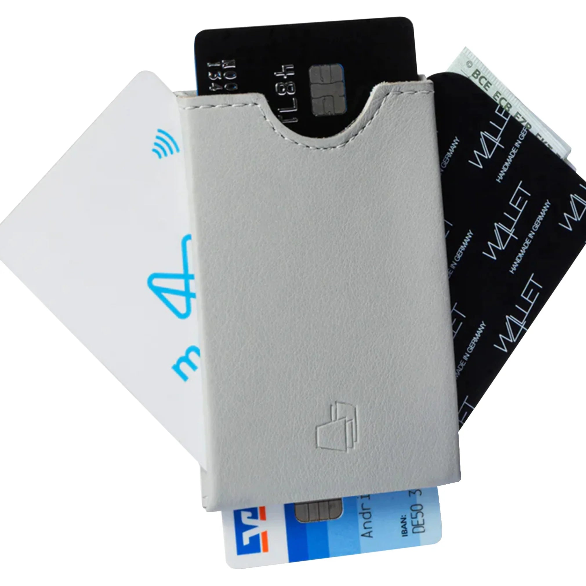 W4llet smooth leather credit card holder 9 cm - platinum