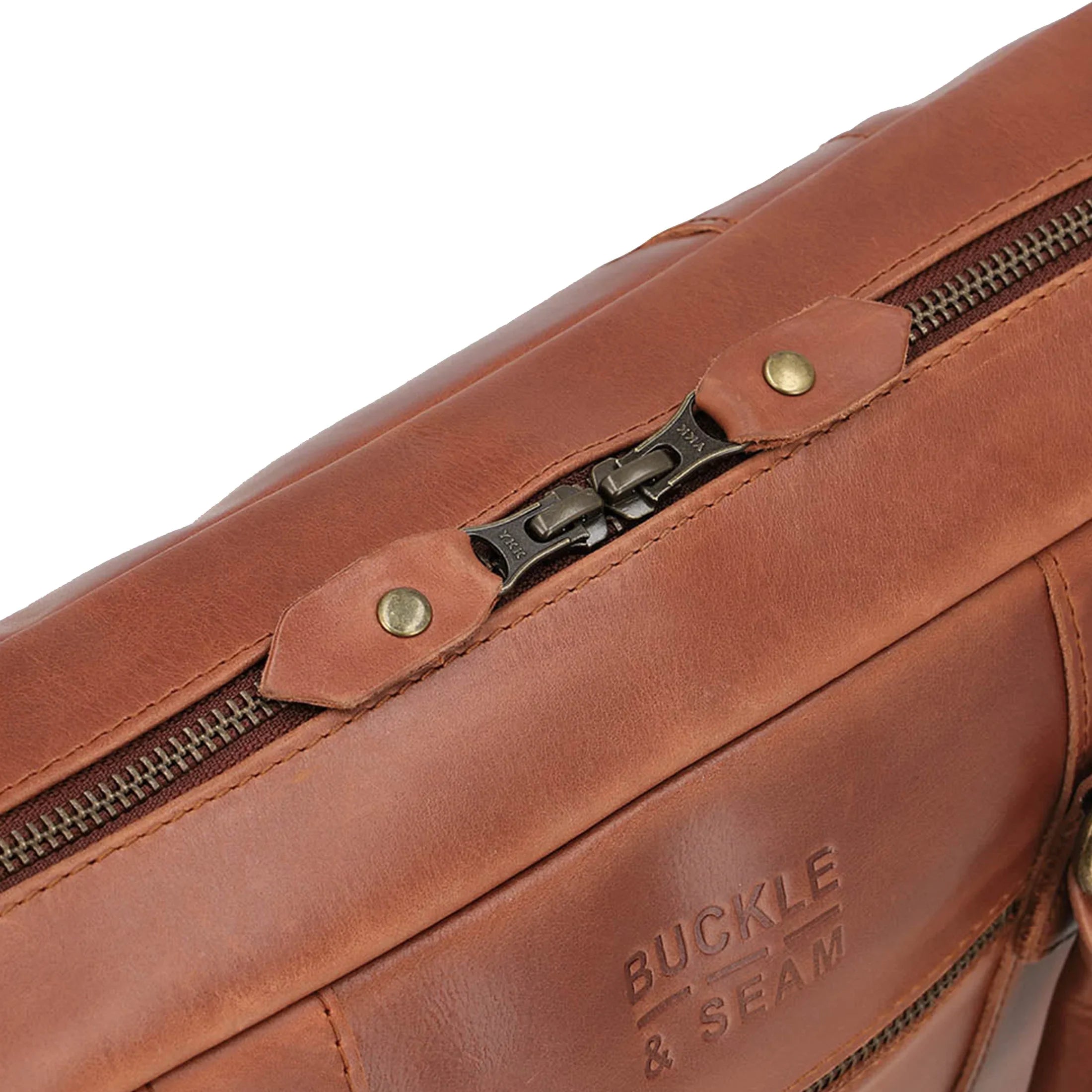 Buckle & Seam Business Briefcase Everett 38 cm - Cognac