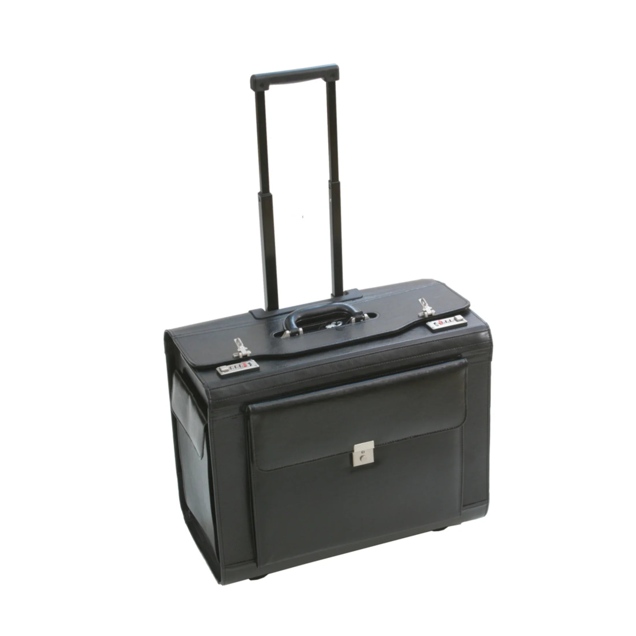 Dermata business pilot case on wheels XL made of leather - black