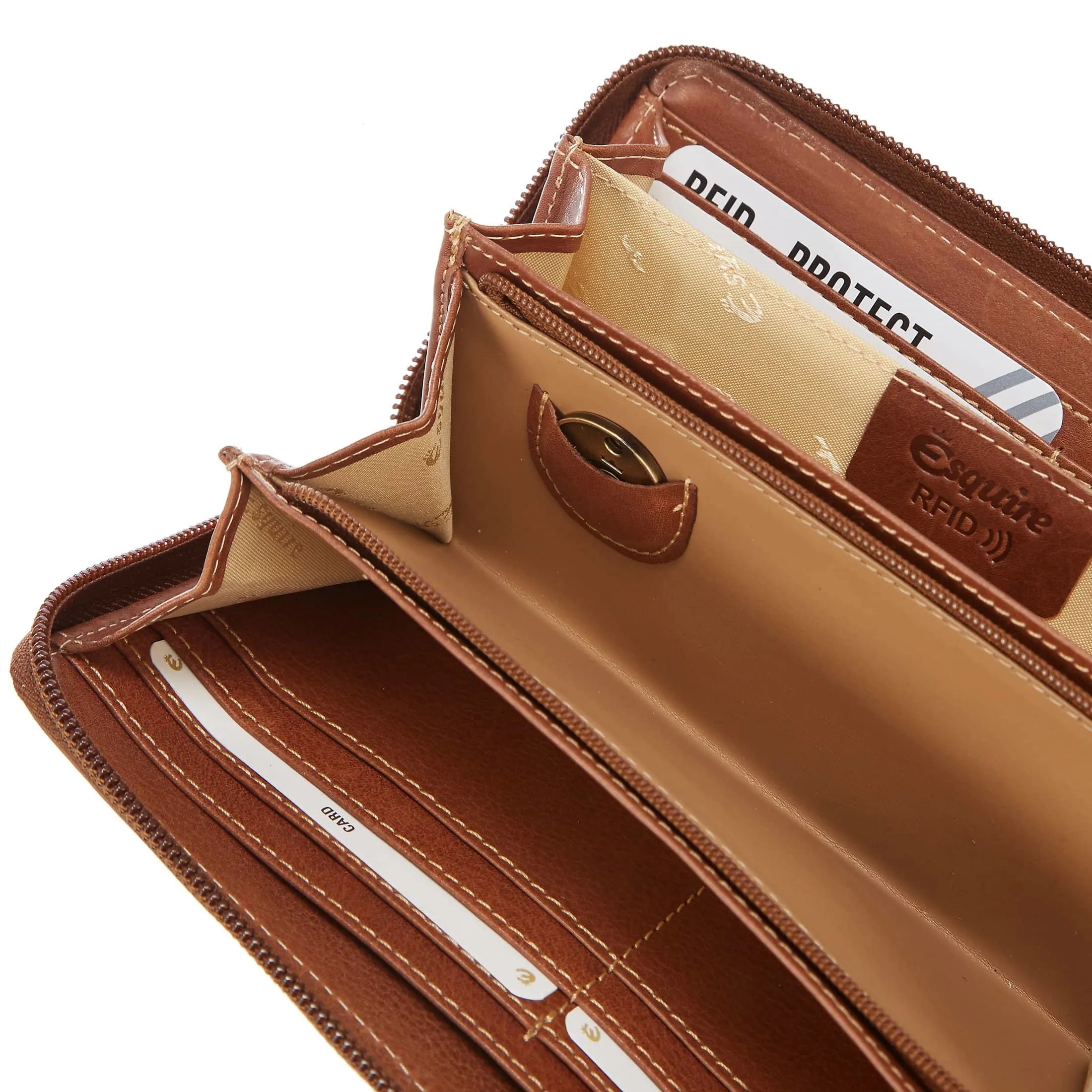 Esquire Denver RFID long wallet 19 cm - cognac
