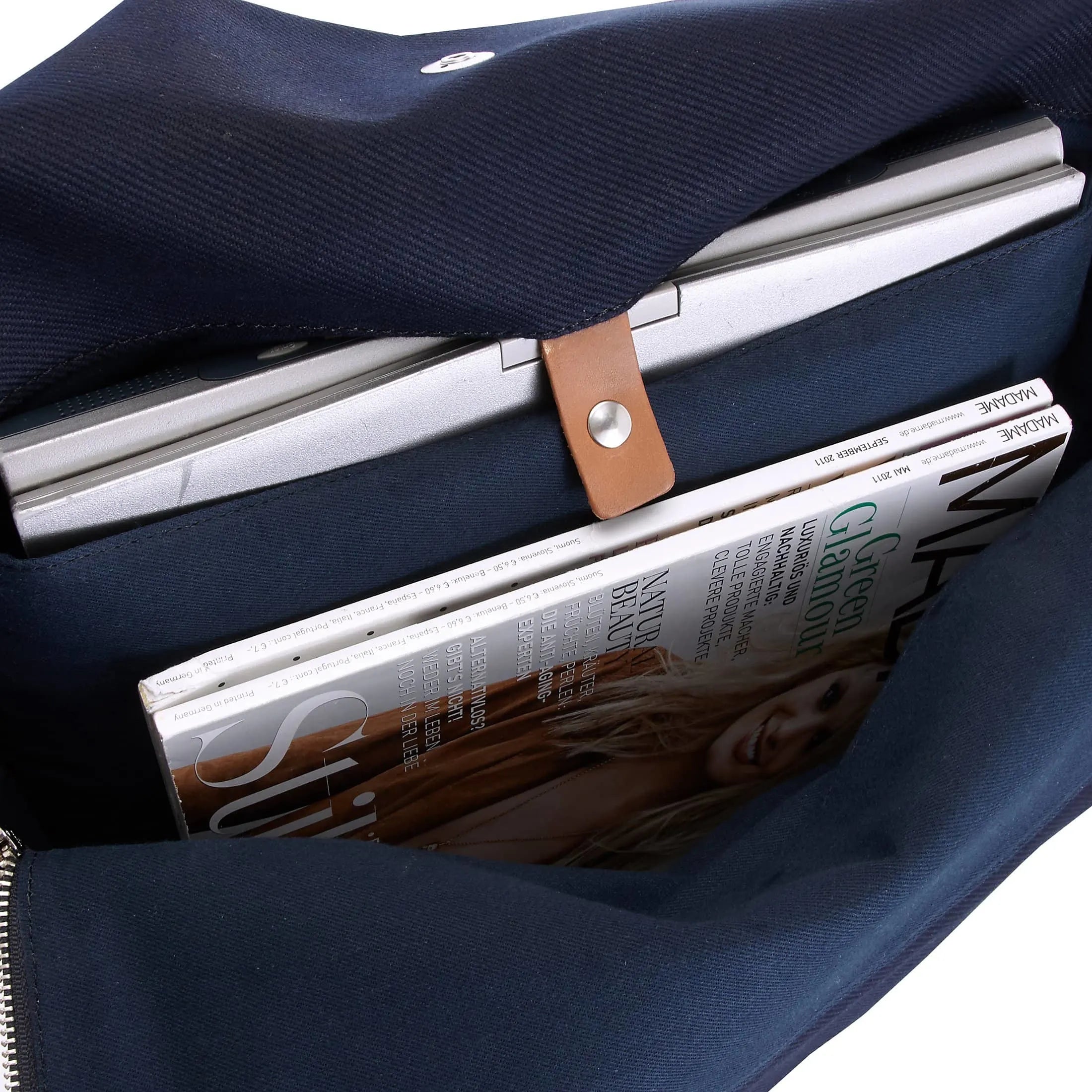Harolds Dothebag sac messager mailbag avec compartiment pour ordinateur portable 40 cm - bleu/naturel