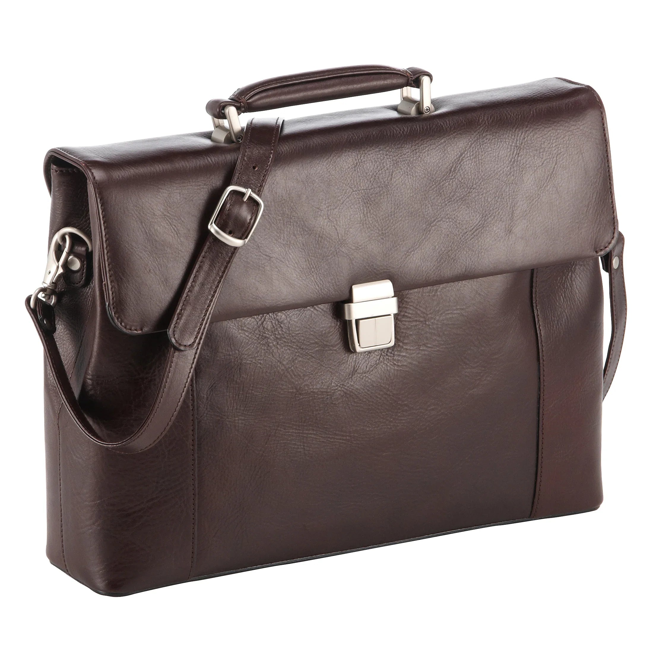 Dermata Business leather briefcase 2-compartments 40 cm - black