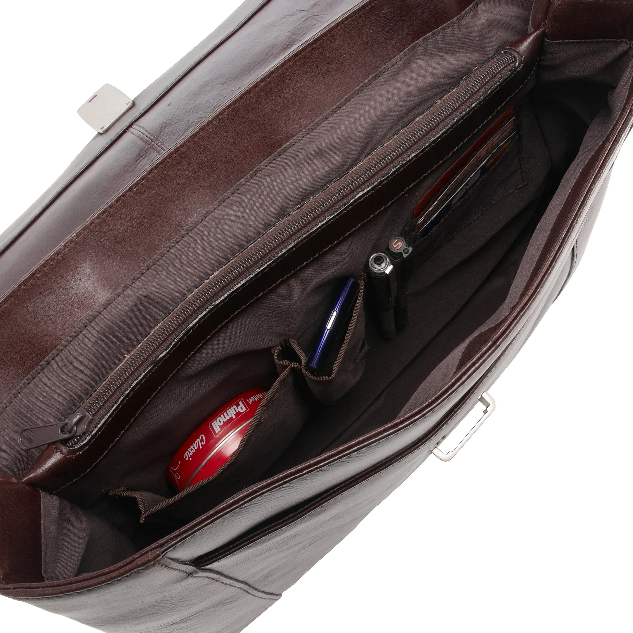 Dermata Business leather briefcase 2-compartments 40 cm - black