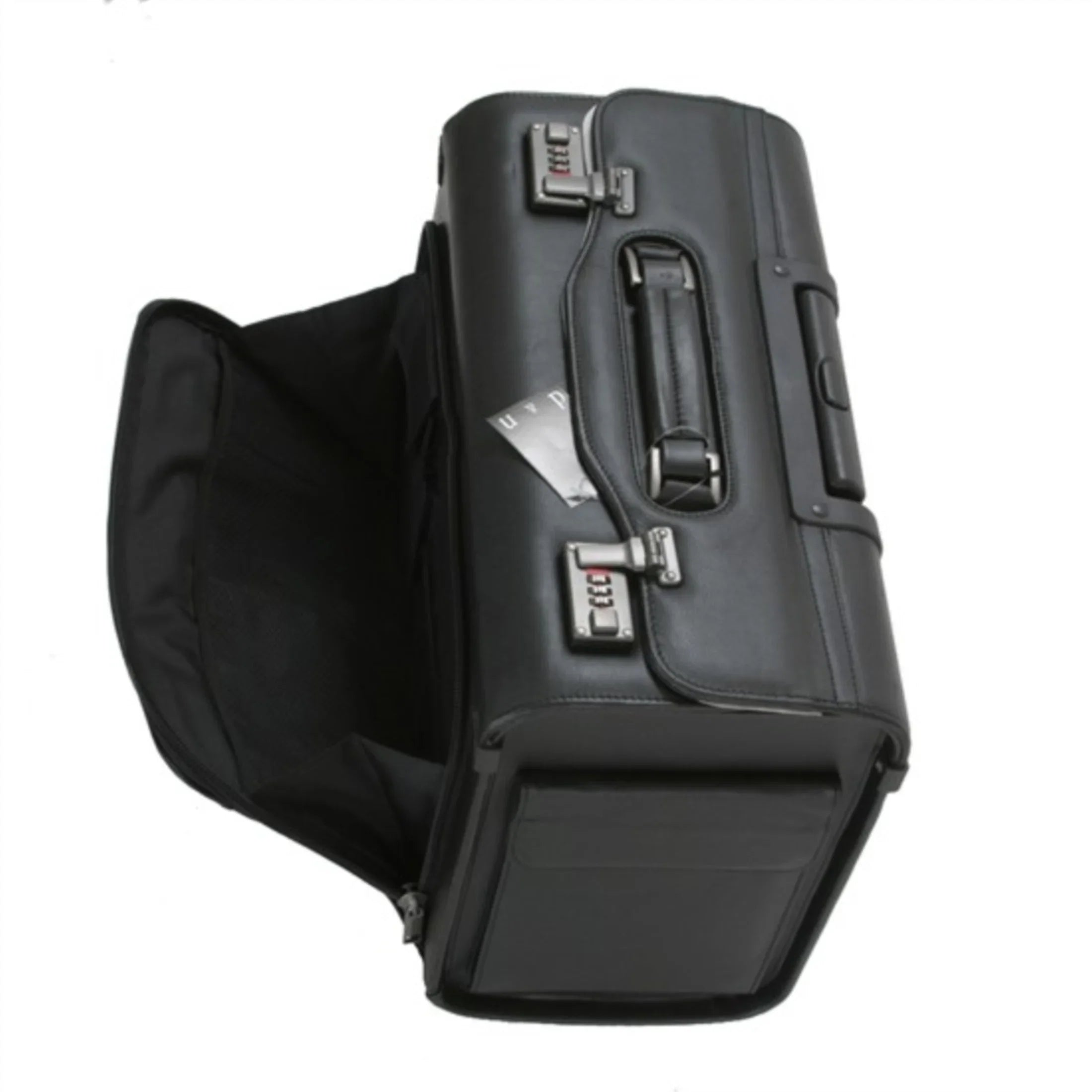 d&n Business & Travel leather pilot case on wheels - black
