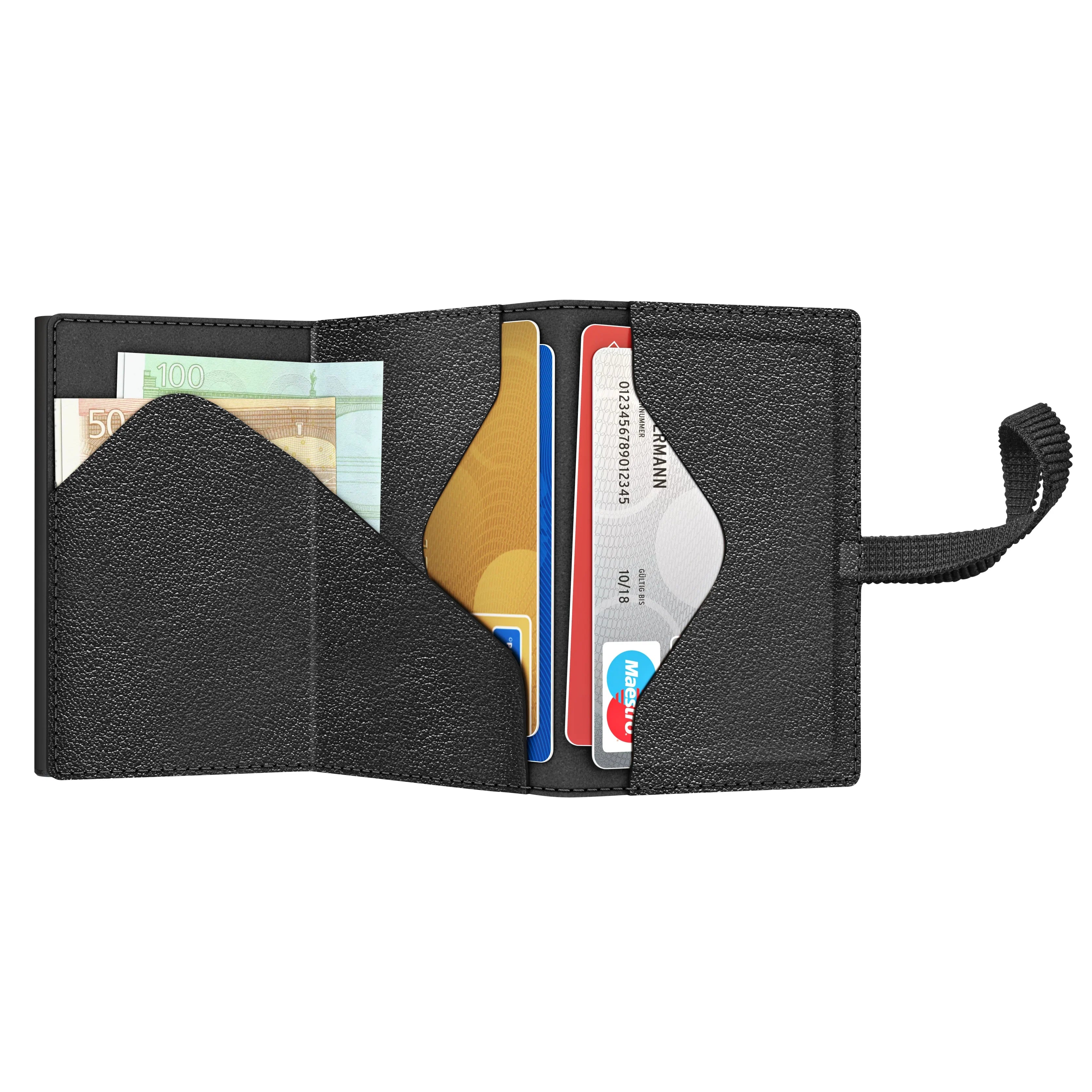 Tru Virtu Strap Cross Edition C&amp;S Nappa Wallet 10 cm - Black
