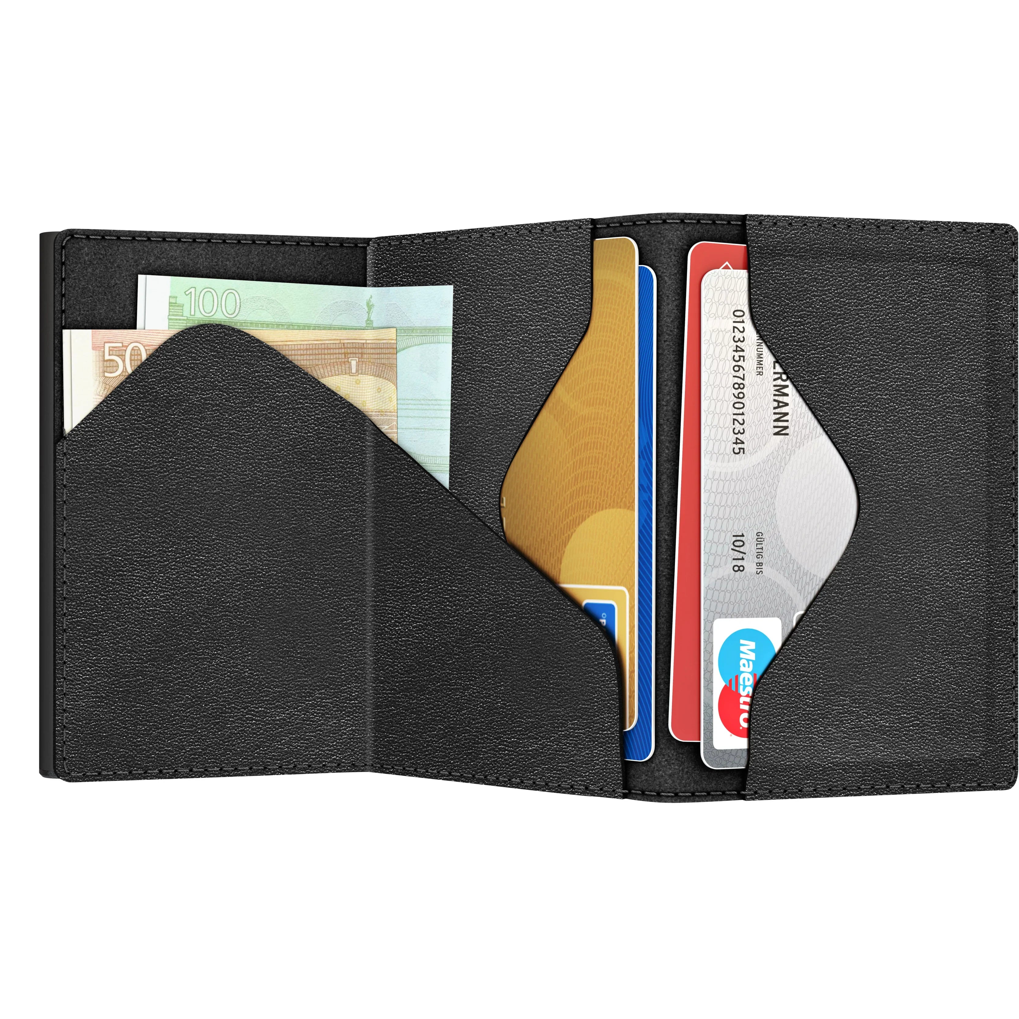 Tru Virtu Sleek Edition Click & Slide Nappa Wallet 10 cm - Brown-Silver