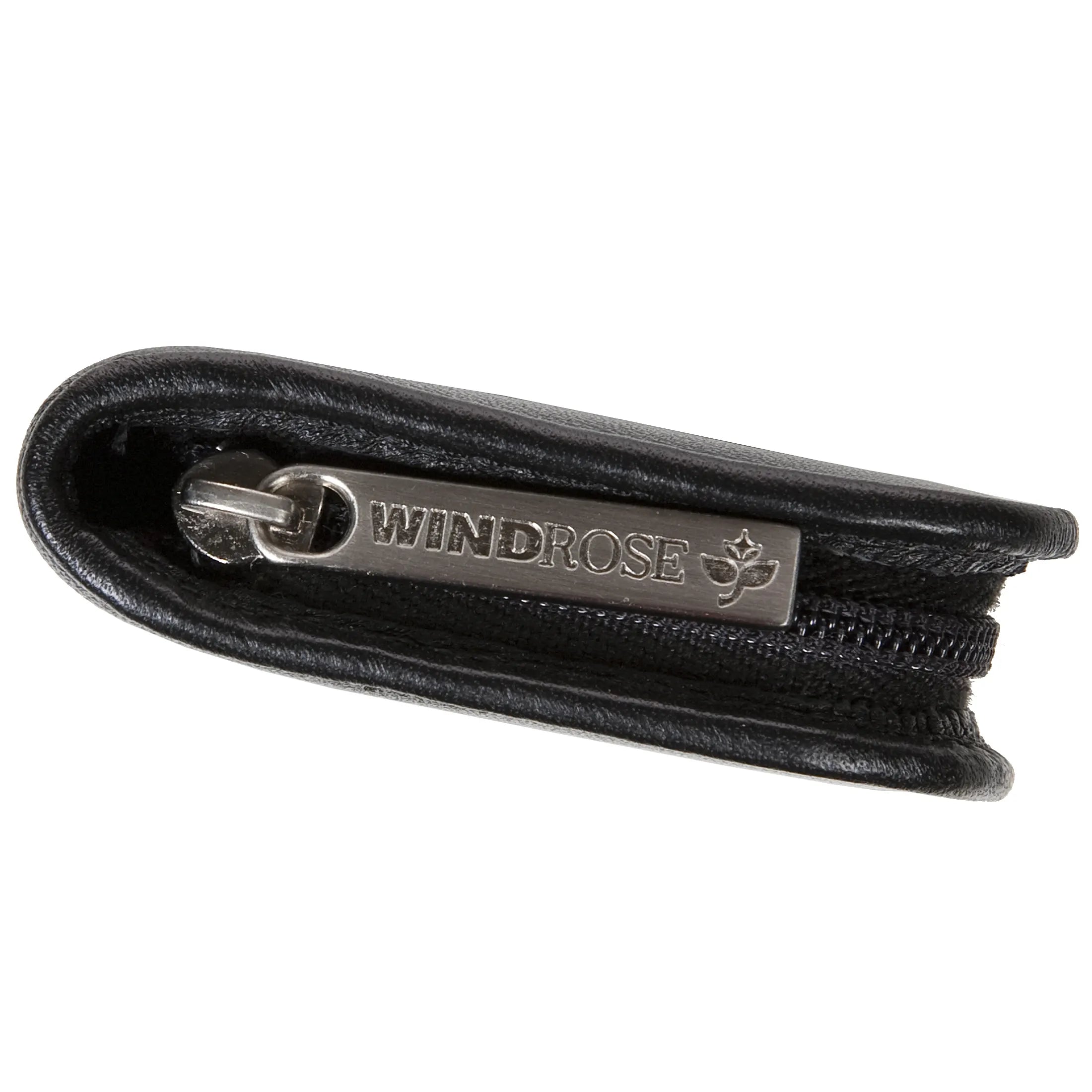 Windrose Nappa Manicure Reißverschlussetui aus Leder 14 cm - schwarz