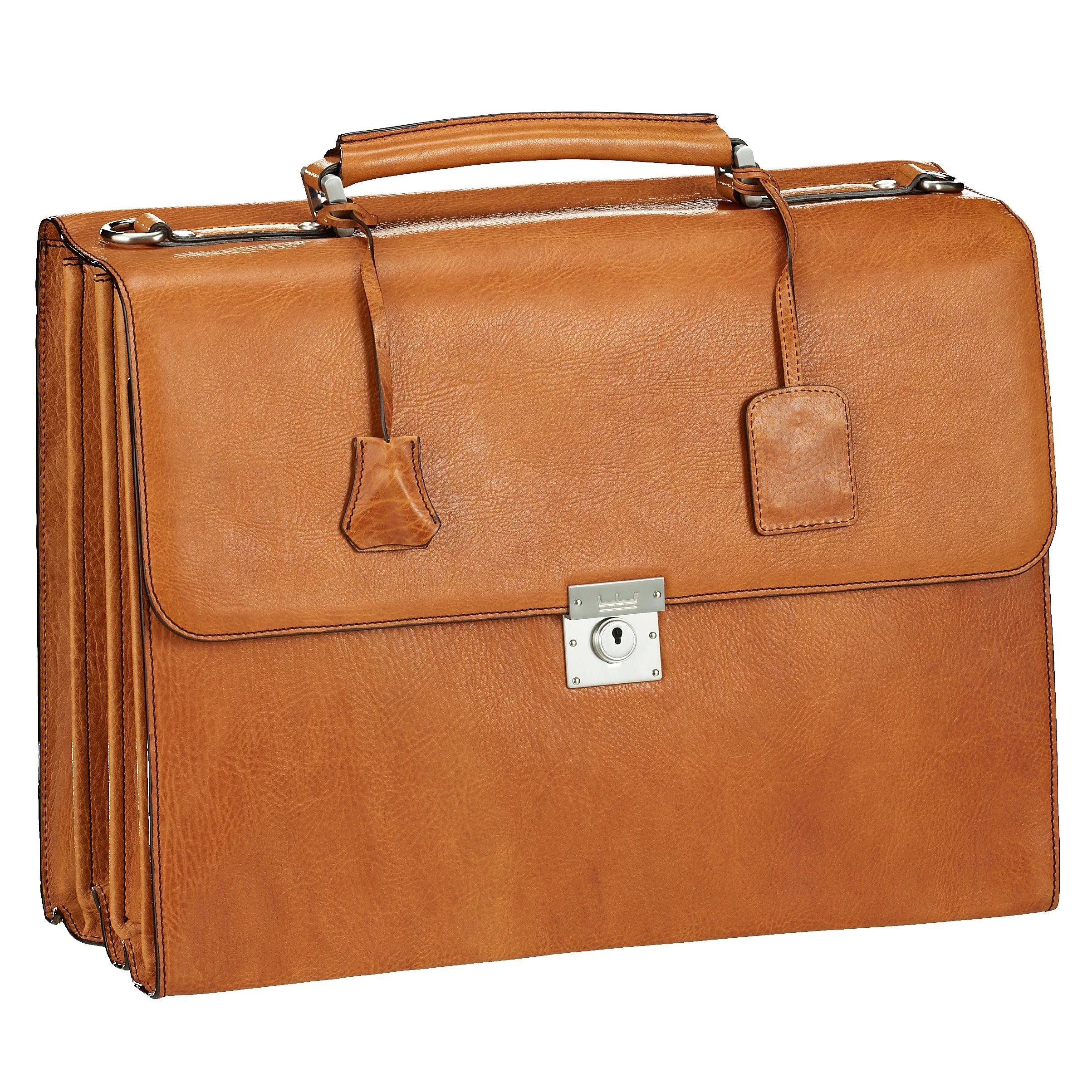 Leonhard Heyden Le Mans briefcase with laptop compartment 42 cm - cognac