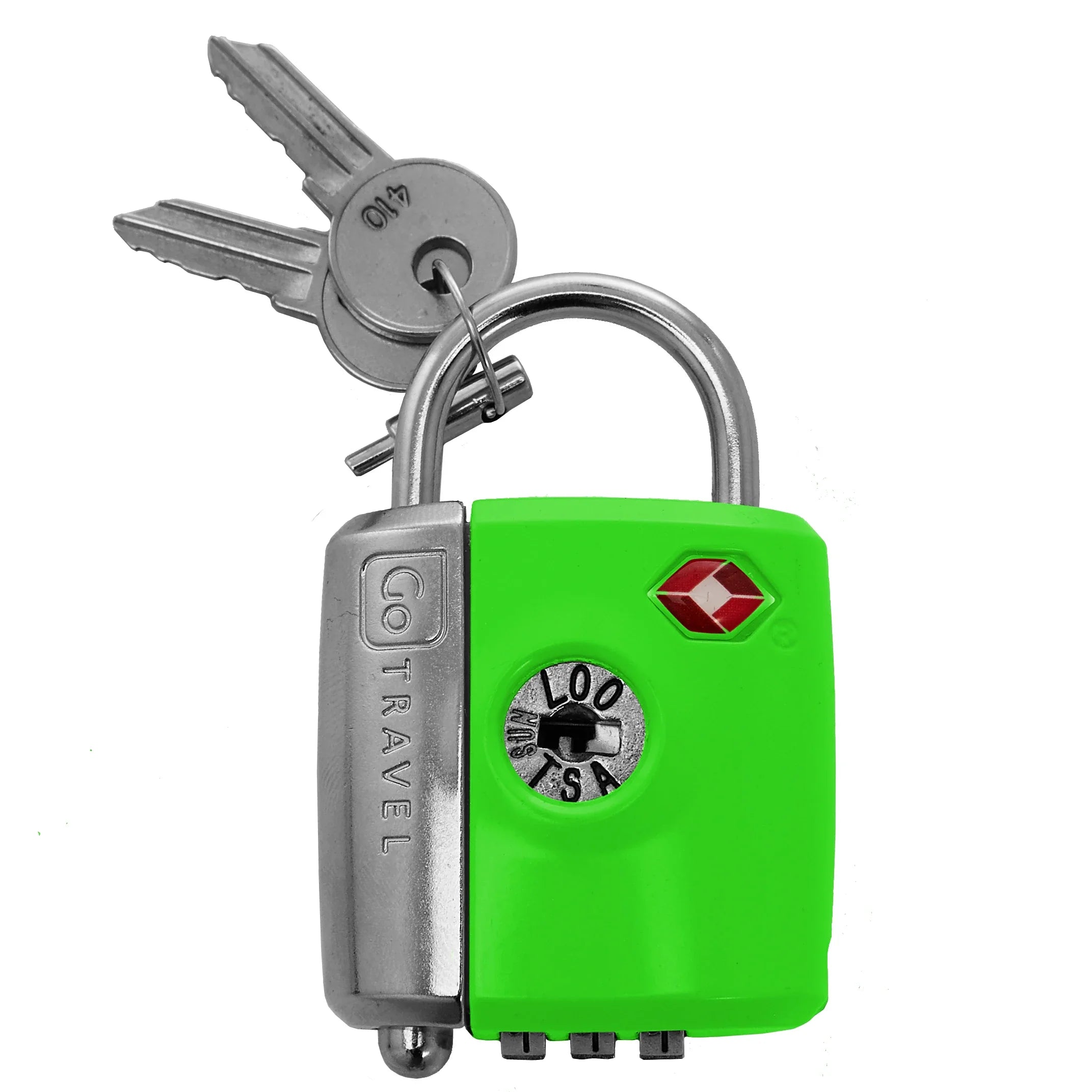 Serrure pour accessoires de voyage Design Go avec clé et combinaison de chiffres - vert clair