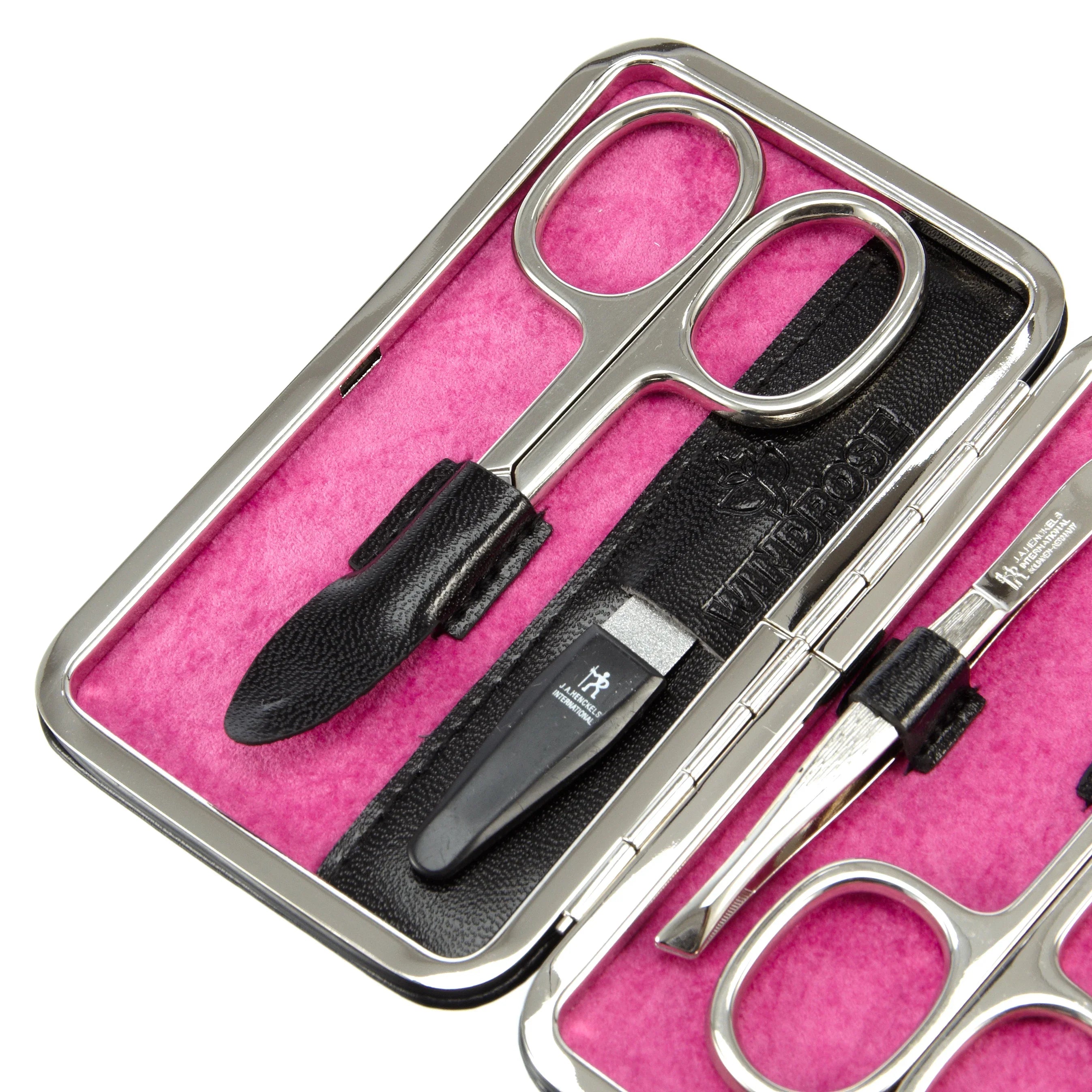 Windrose Merino Manicure ironing case 11 cm - black/pink