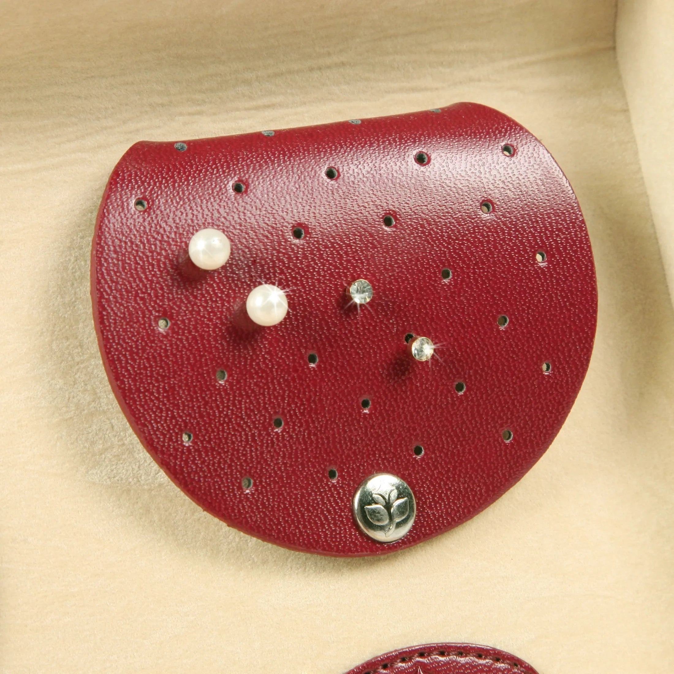 Windrose Merino jewelry case 4 shelves 24 cm - red