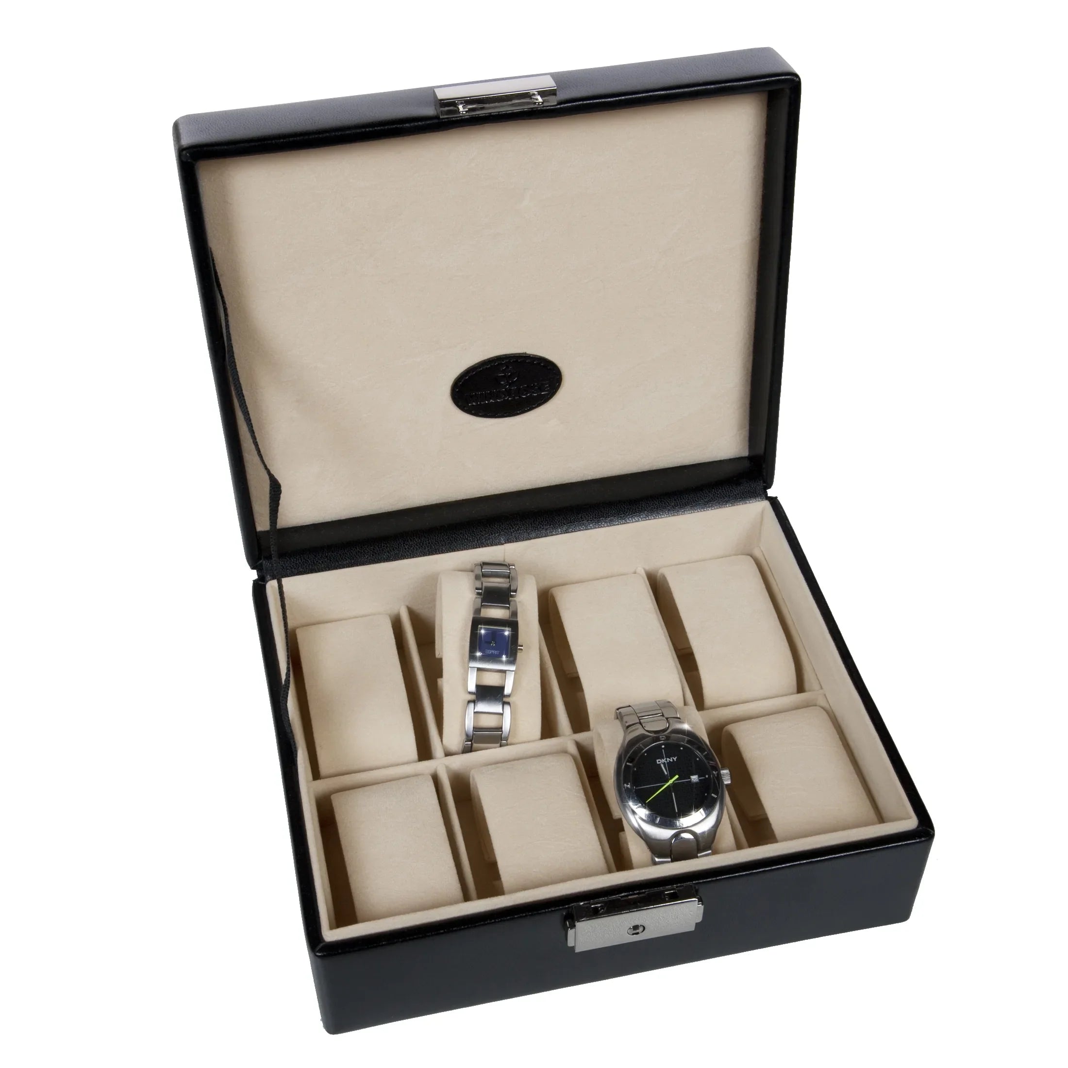 Windrose Merino Uhrenkassette für 8 Uhren 19 cm - schwarz
