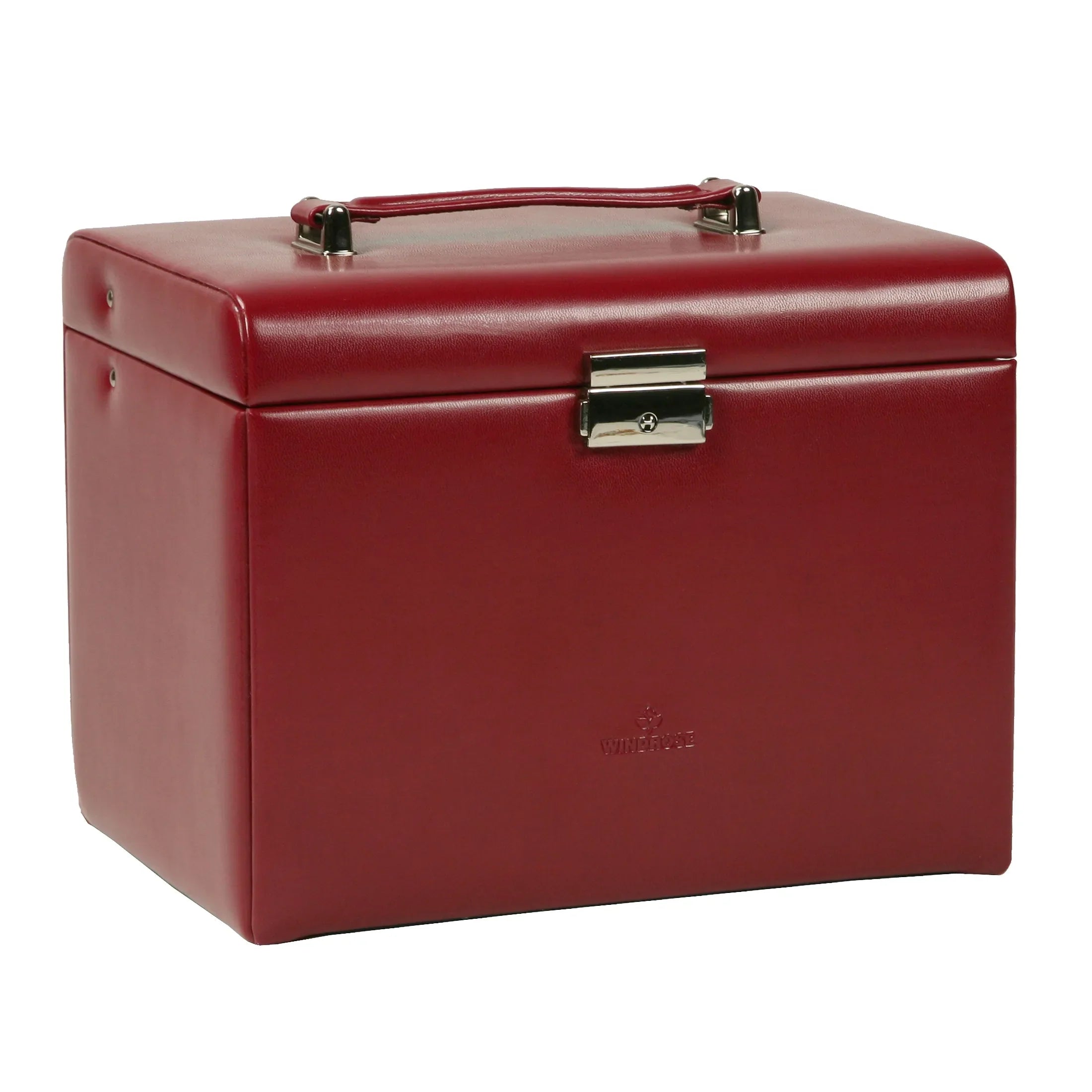 Windrose Merino jewelry case with jewelry bag 26 cm - red
