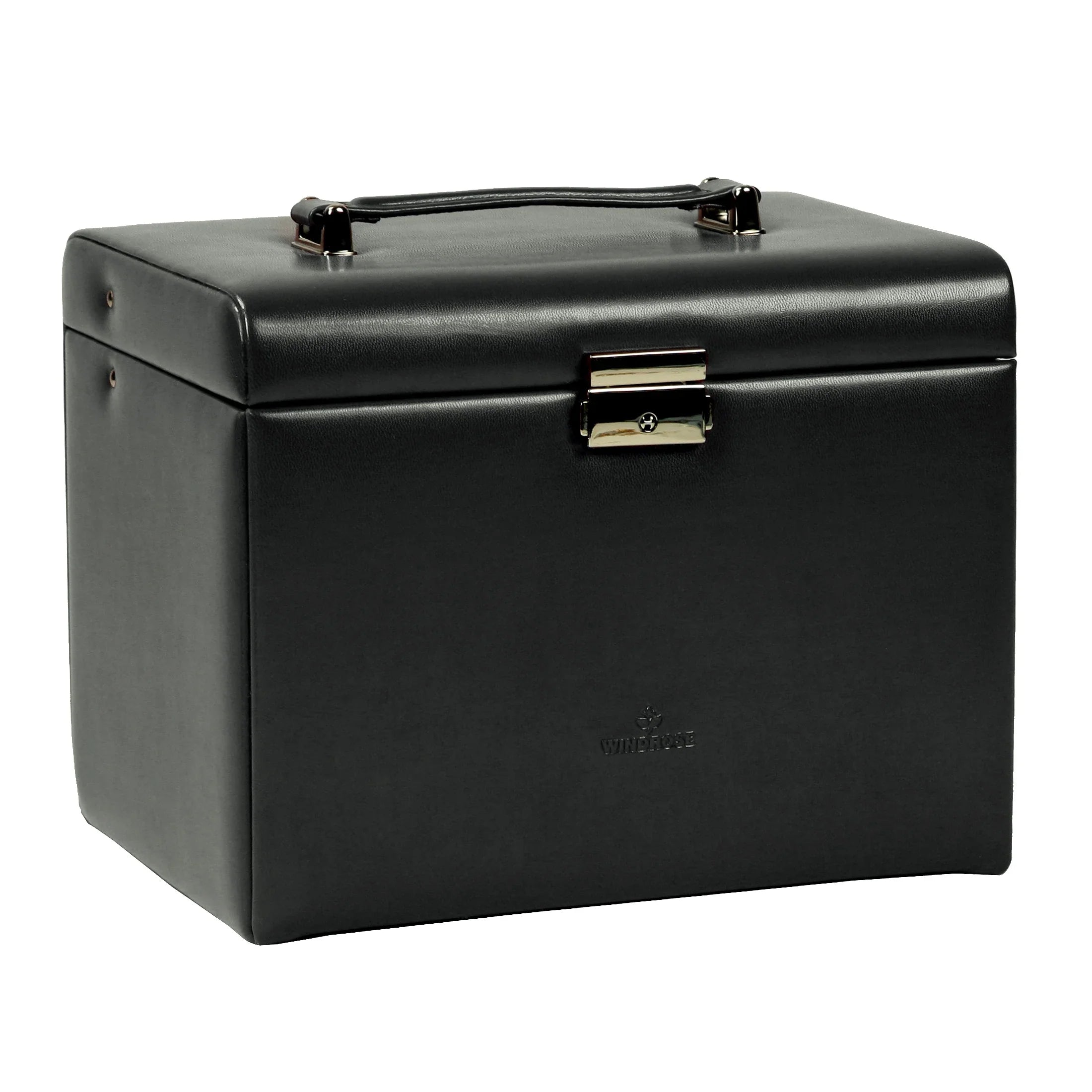 Windrose Merino jewelry case with jewelry pouch 26 cm - Black