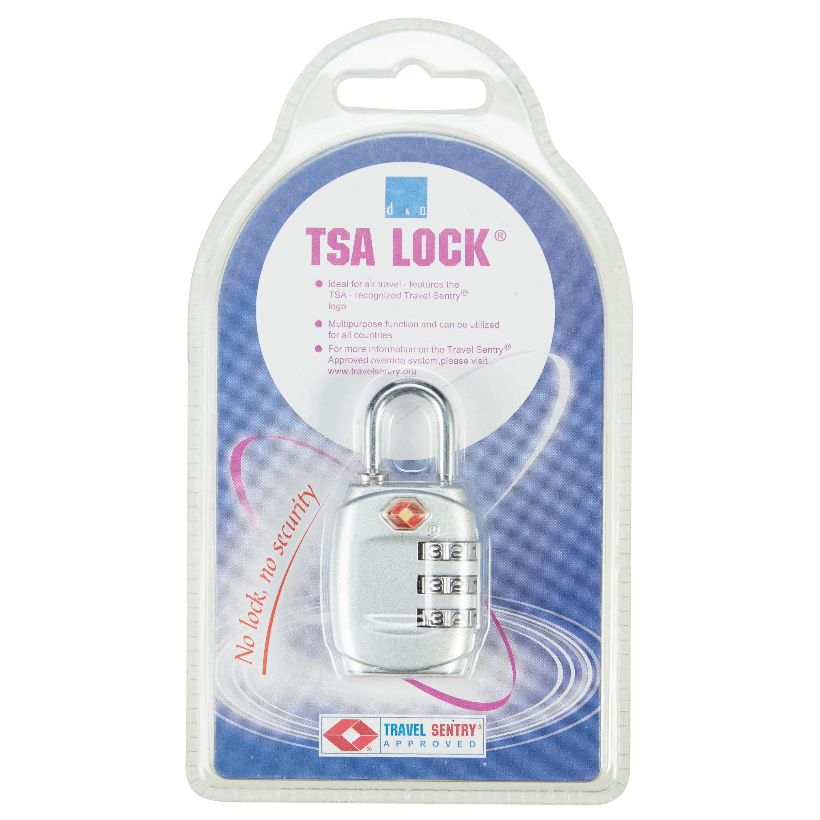 d&n Travel Accessories TSA combination lock 6 cm - silver