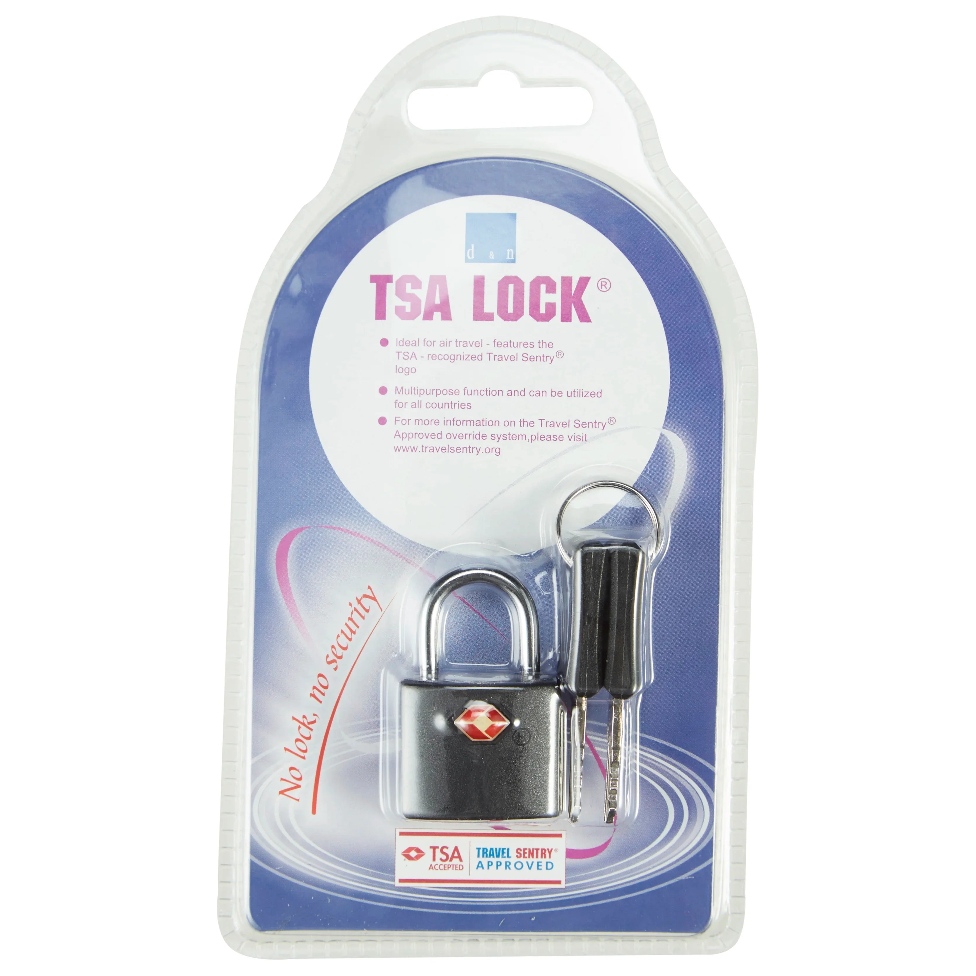 d&n Travel Accessories TSA lock with key - black