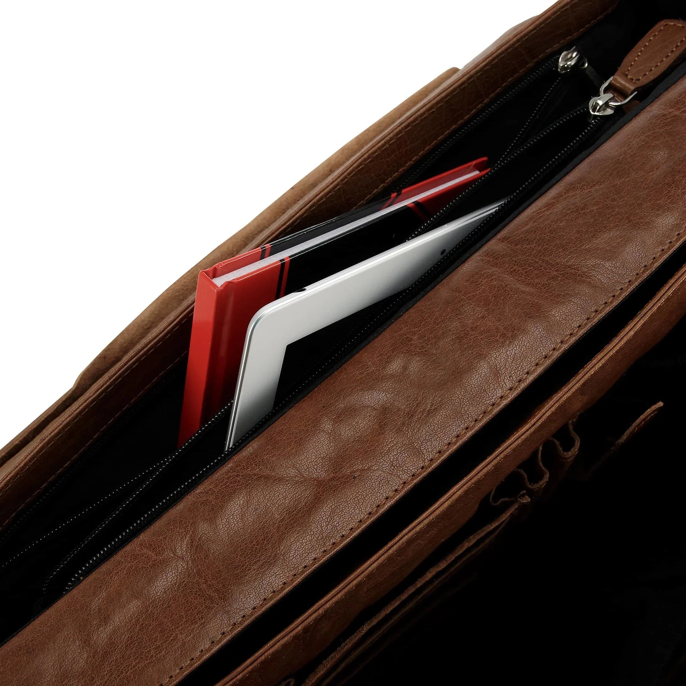 Plevier 600 series briefcase with laptop compartment 40 cm - cognac