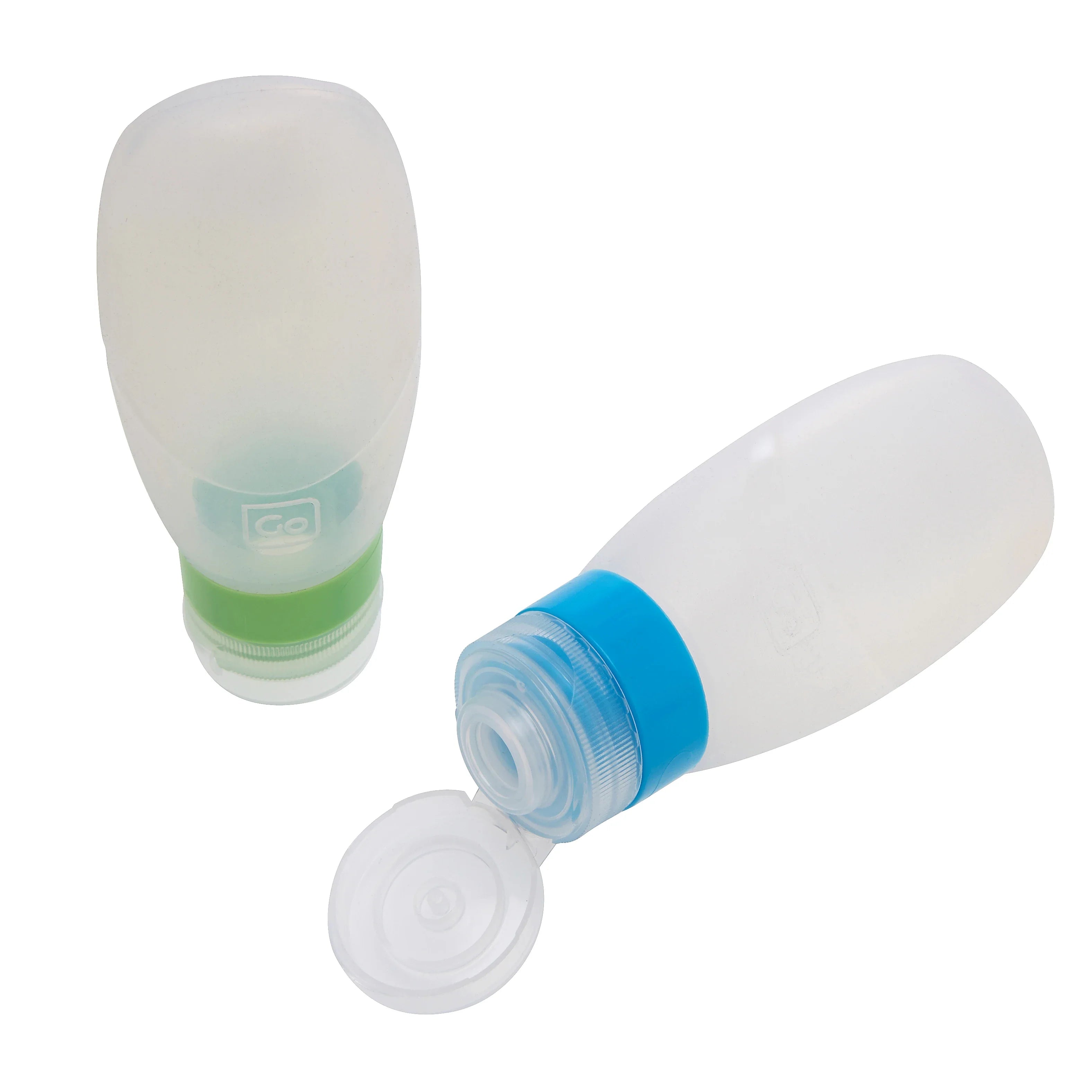 Ensemble d'accessoires de voyage Design Go avec bouteilles en silicone avec ventouse 100 ml - transparent