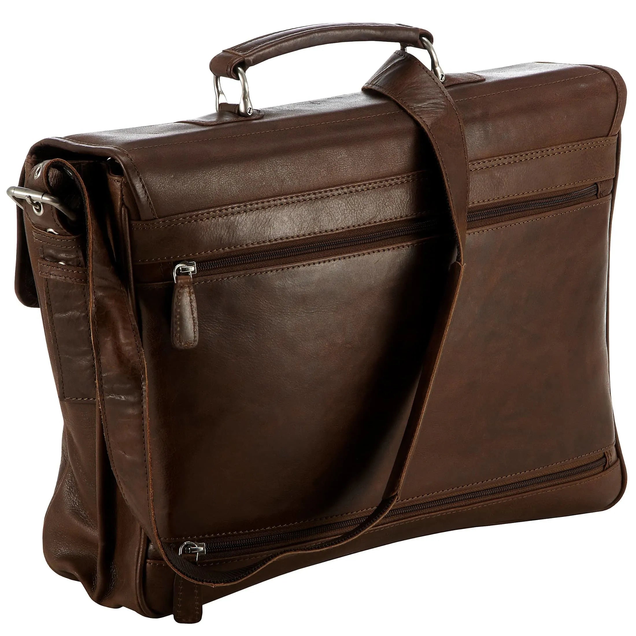 Plevier 700 series business briefcase with laptop compartment 39 cm - cognac