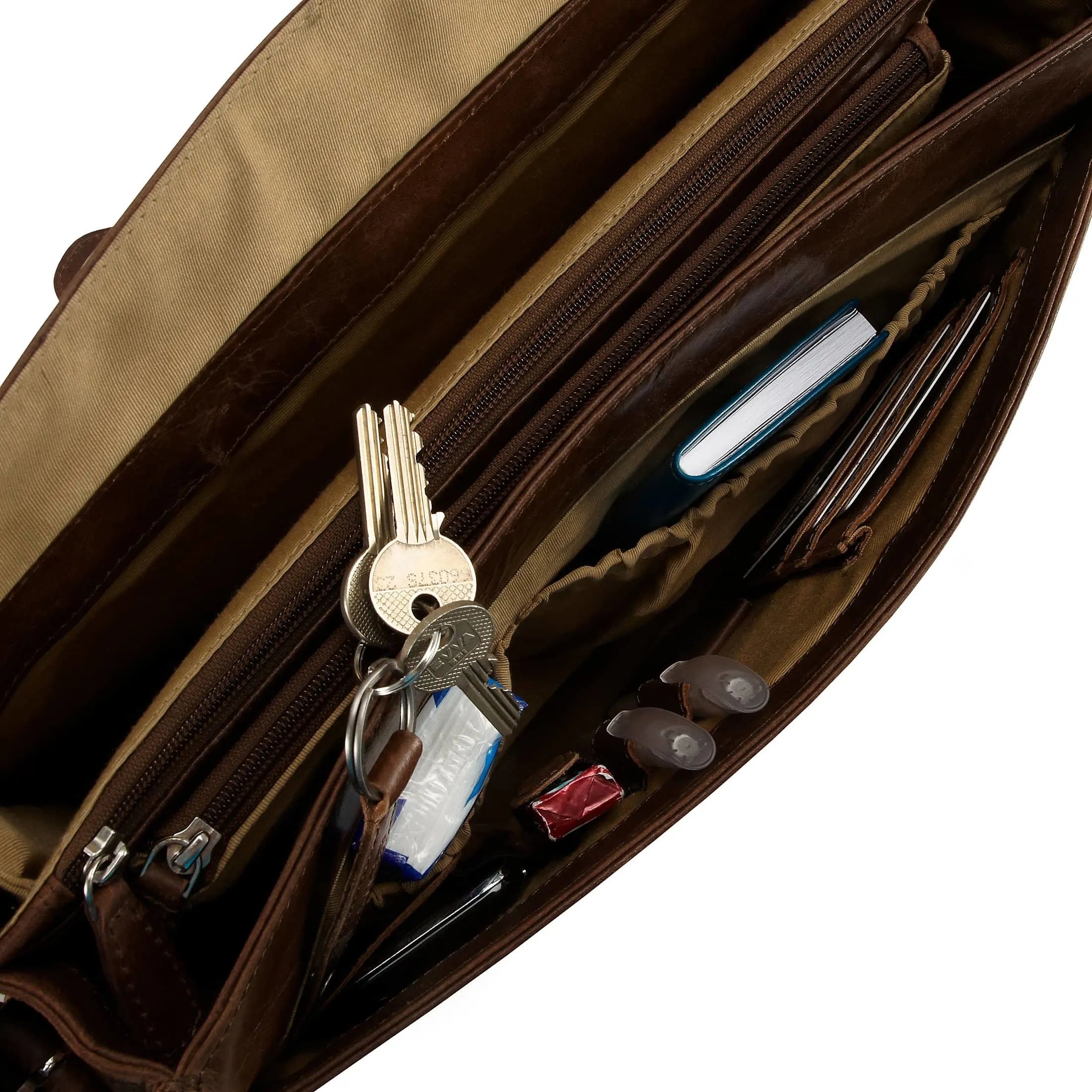 Plevier 700 series business briefcase with laptop compartment 39 cm - cognac