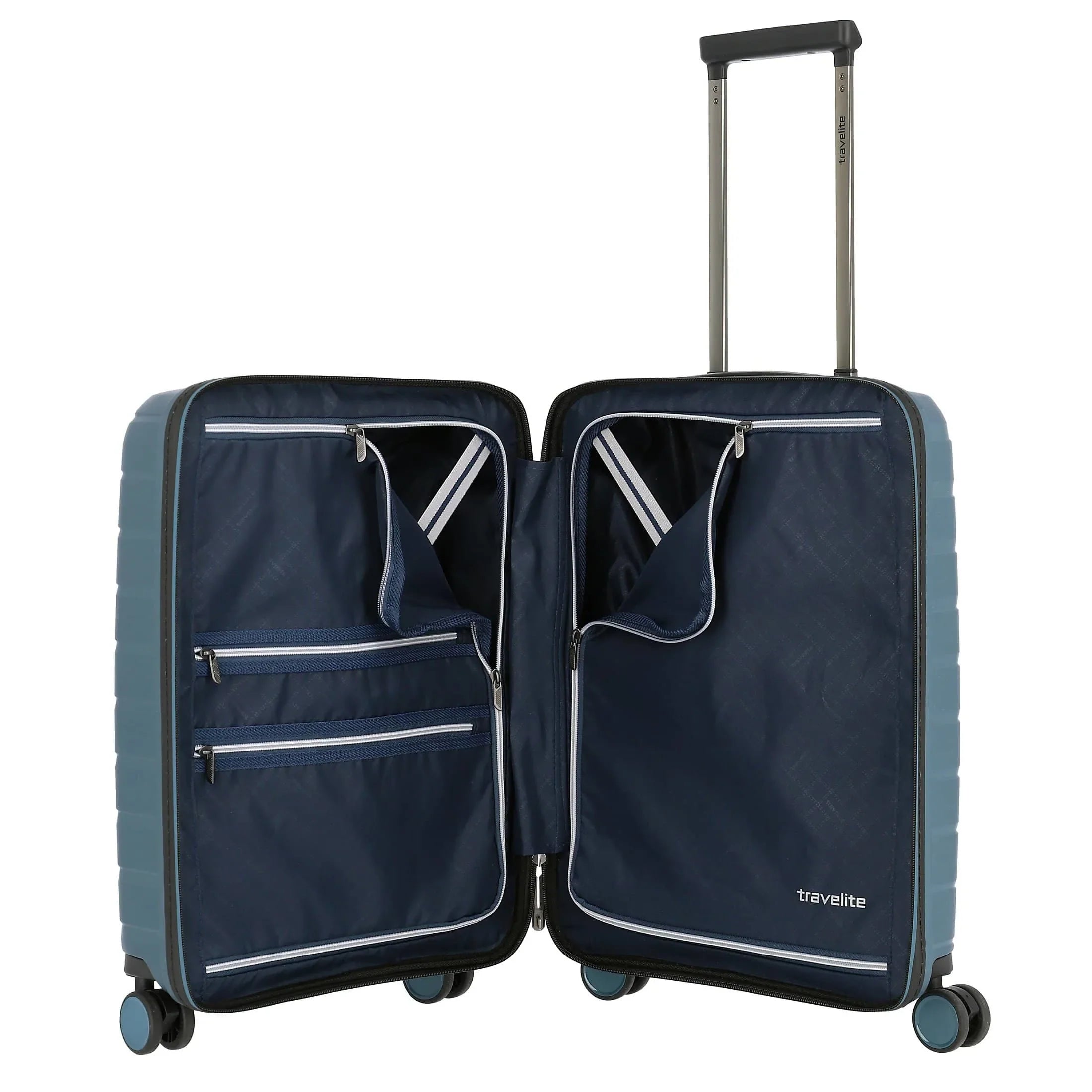 Travelite Air Base 4-wheel cabin trolley with front pocket 55 cm - Ice blue