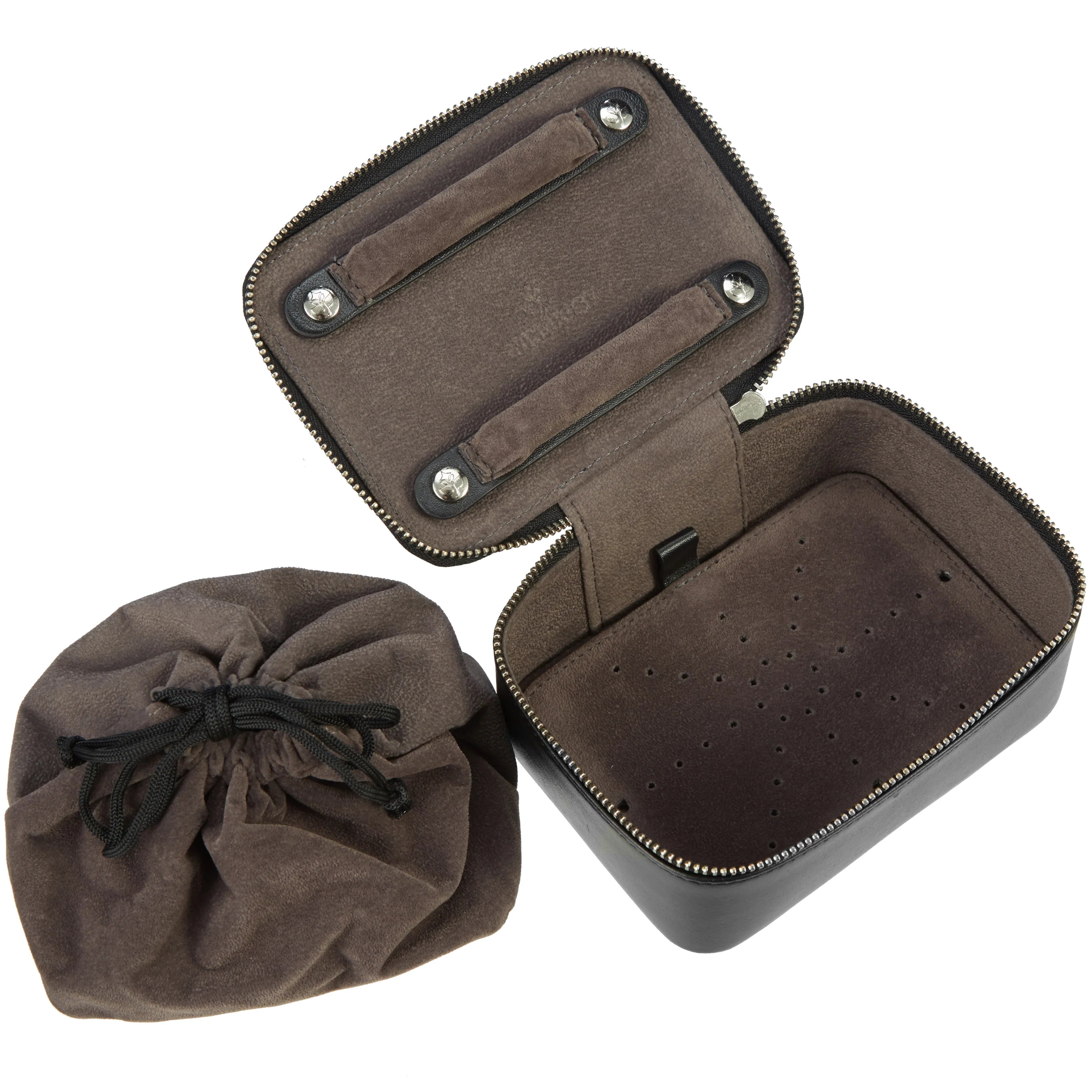 Windrose Nappa small jewelry case 15 cm - black