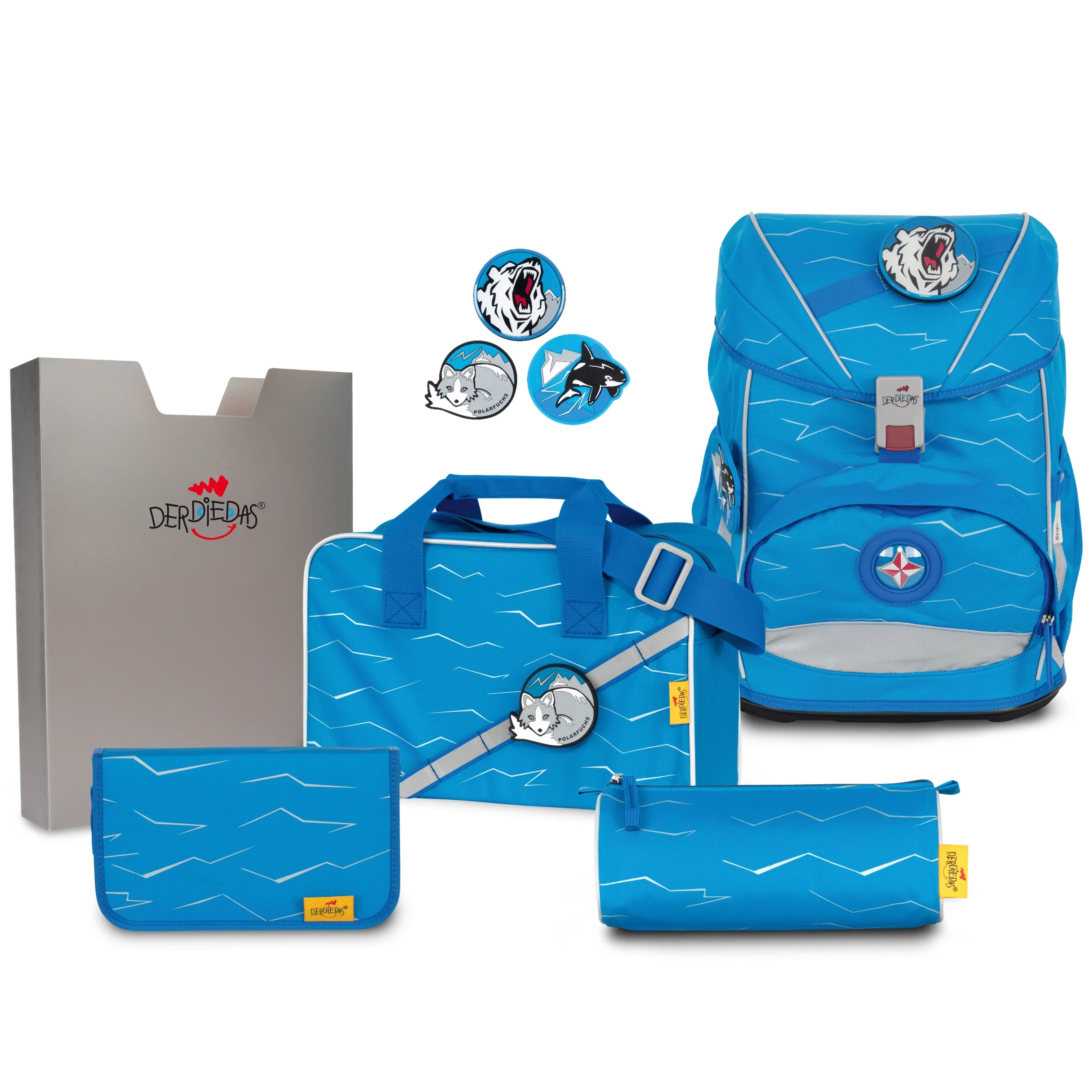 DerDieDas Ergoflex Buttons Schulranzenset 5-tlg. - Polar