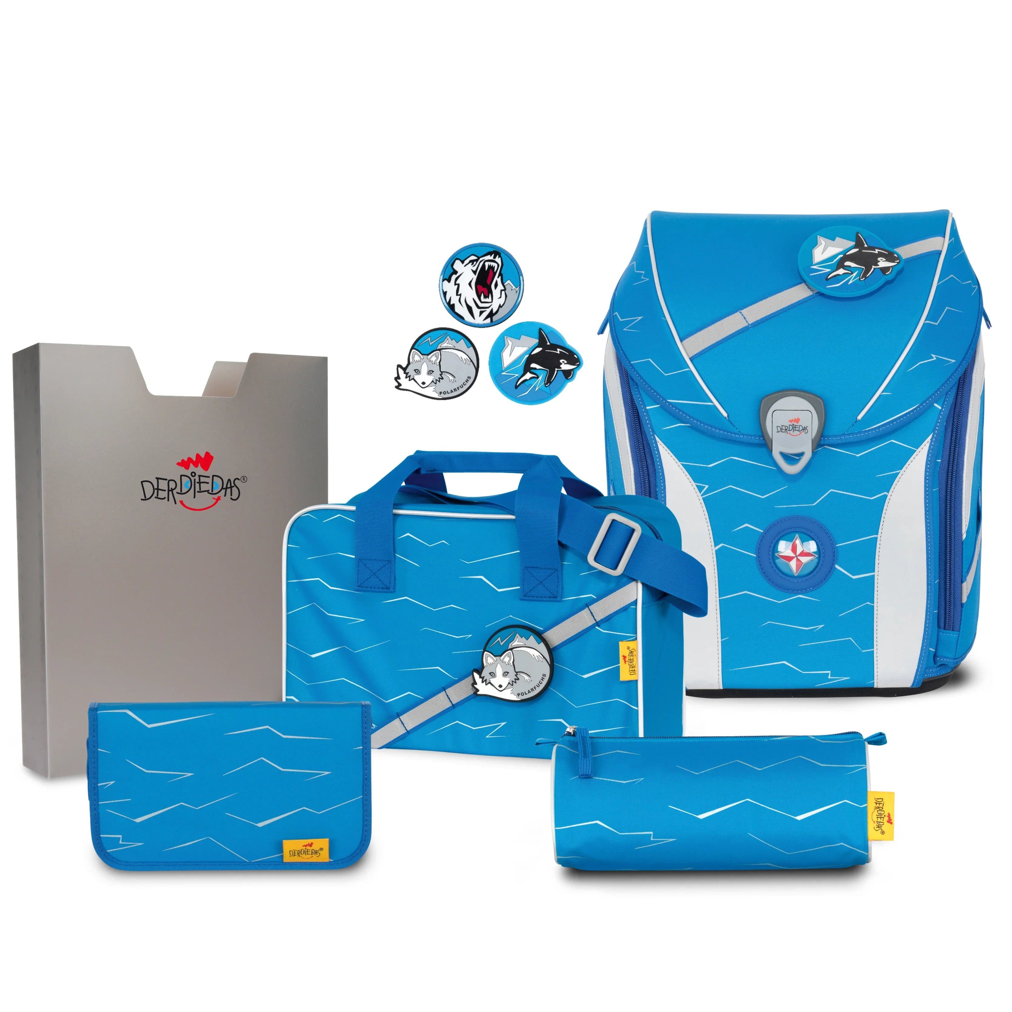 DerDieDas Ergoflex Max Buttons Schulranzenset 5-tlg. - Polar