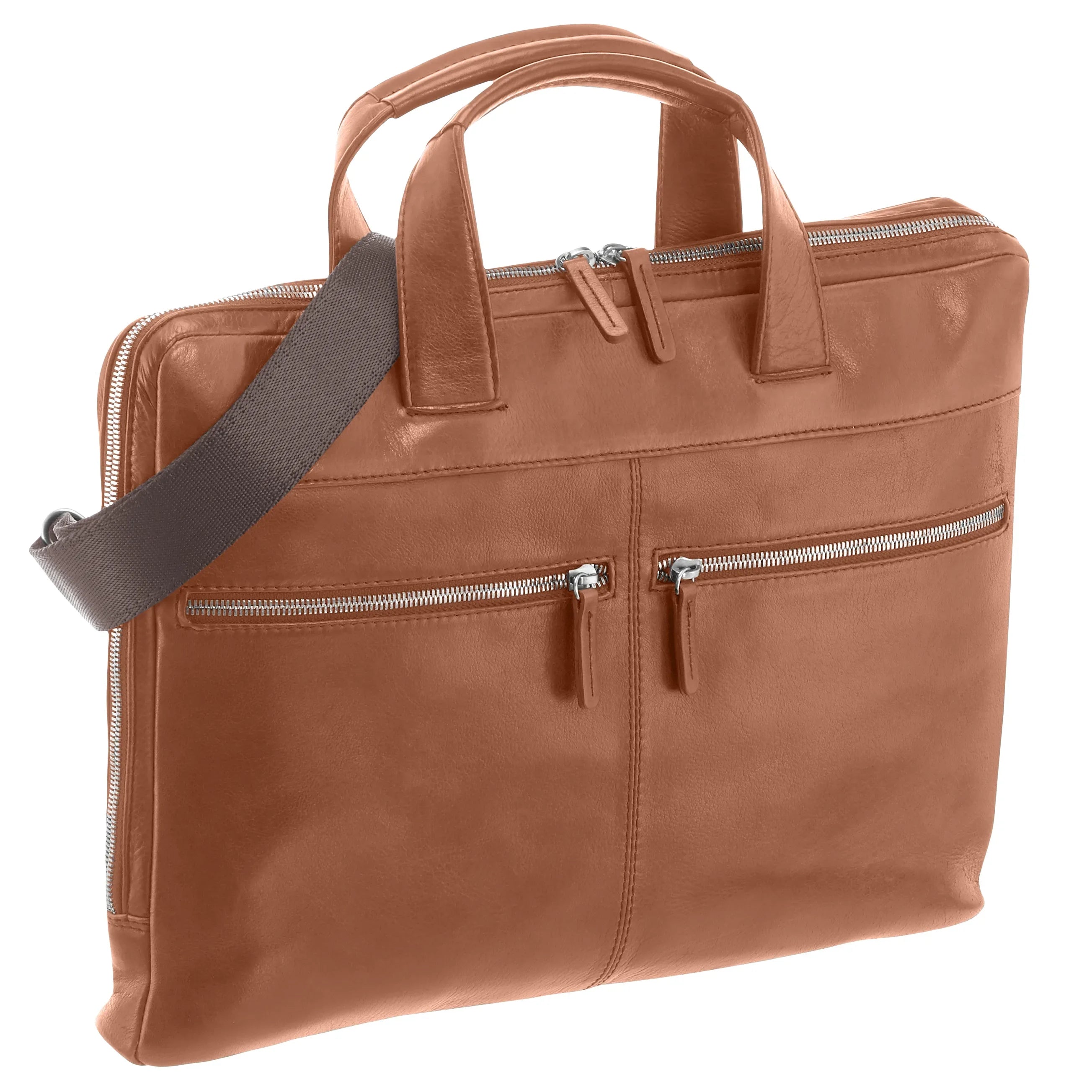 Leonhard Heyden Amsterdam RV briefcase Slim 38 cm - cognac