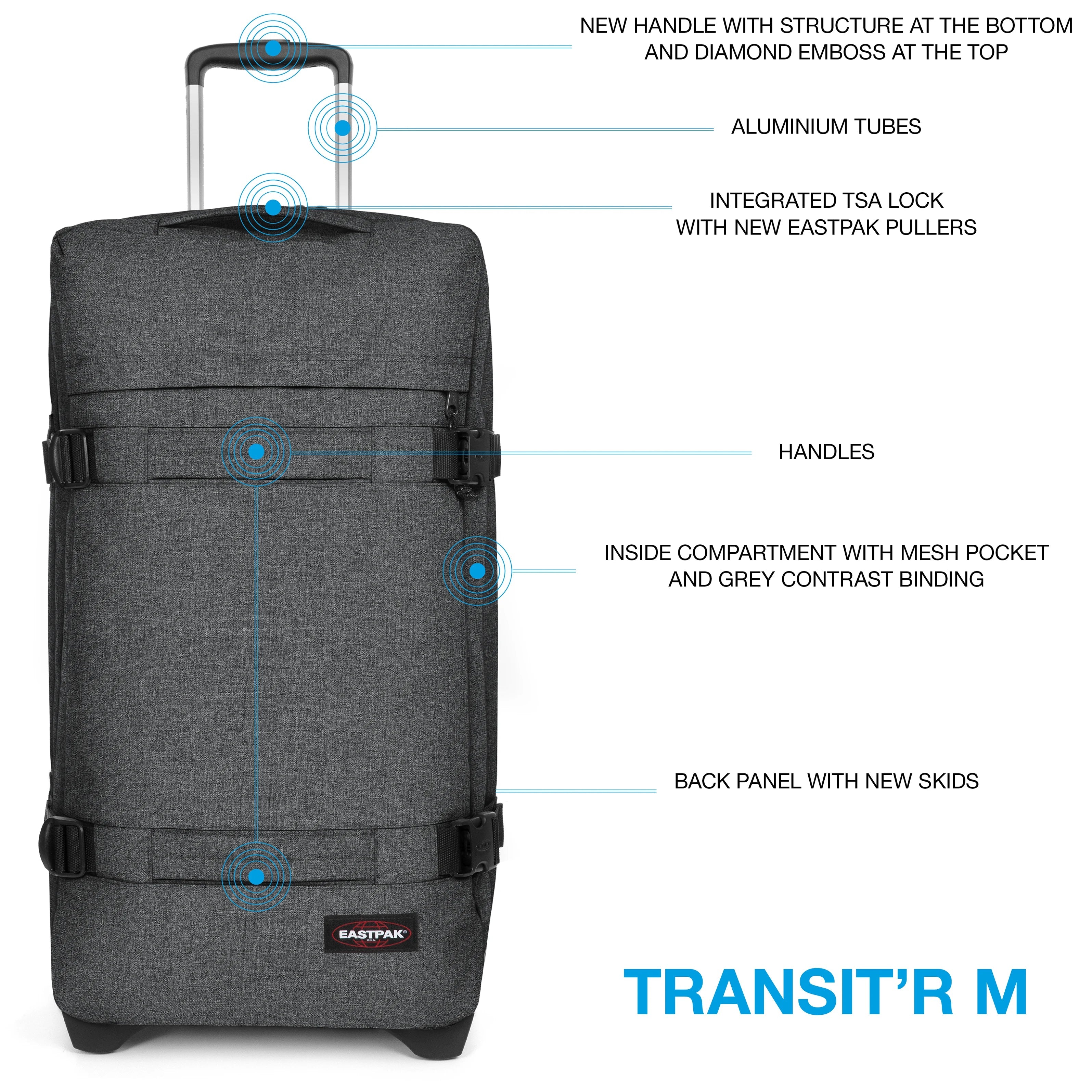 Eastpak Authentic Travel Transit'r M Rolling Travel Bag 67 cm - Black Denim