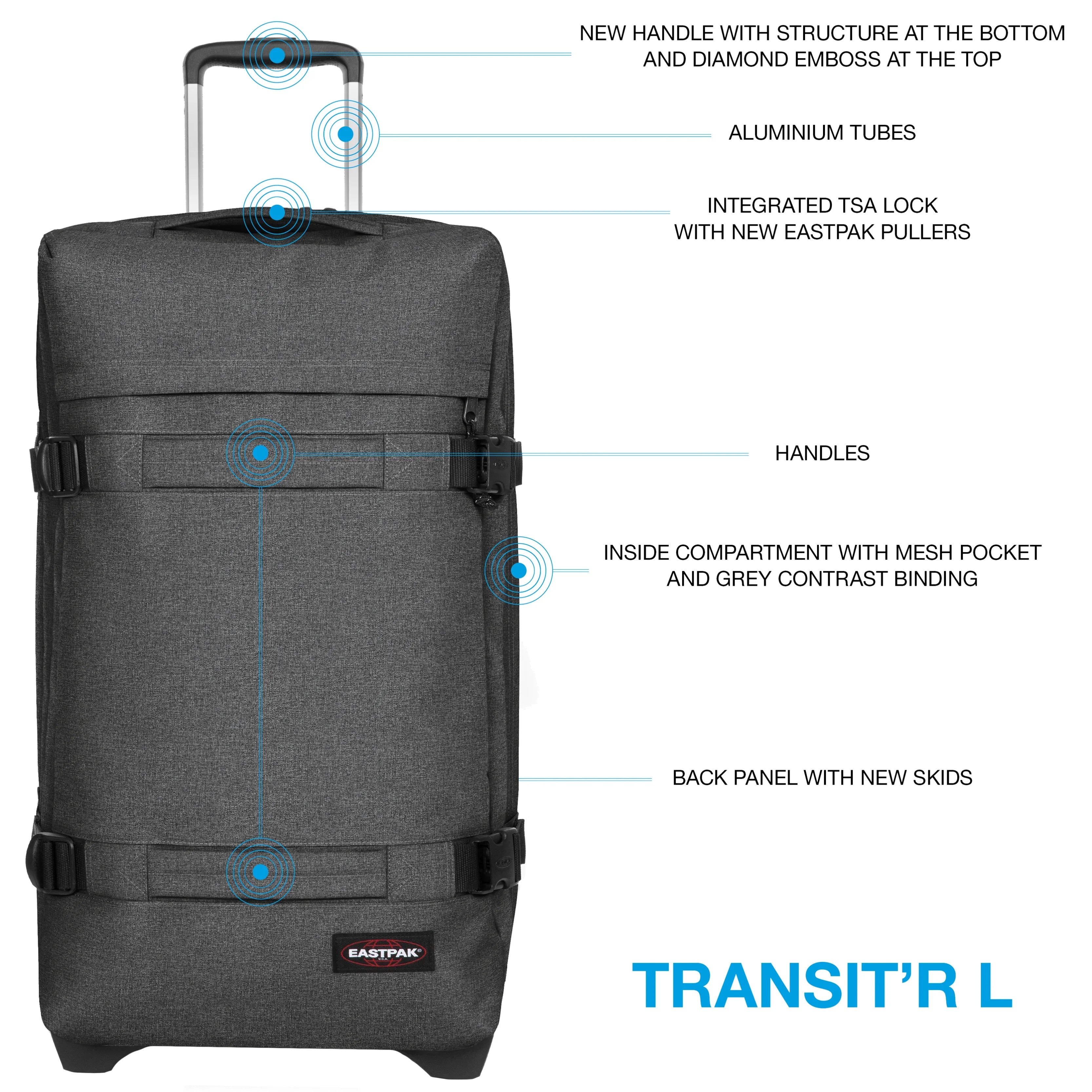 Eastpak Authentic Travel Transit'r L Rolling Travel Bag 79 cm - Tarp Black