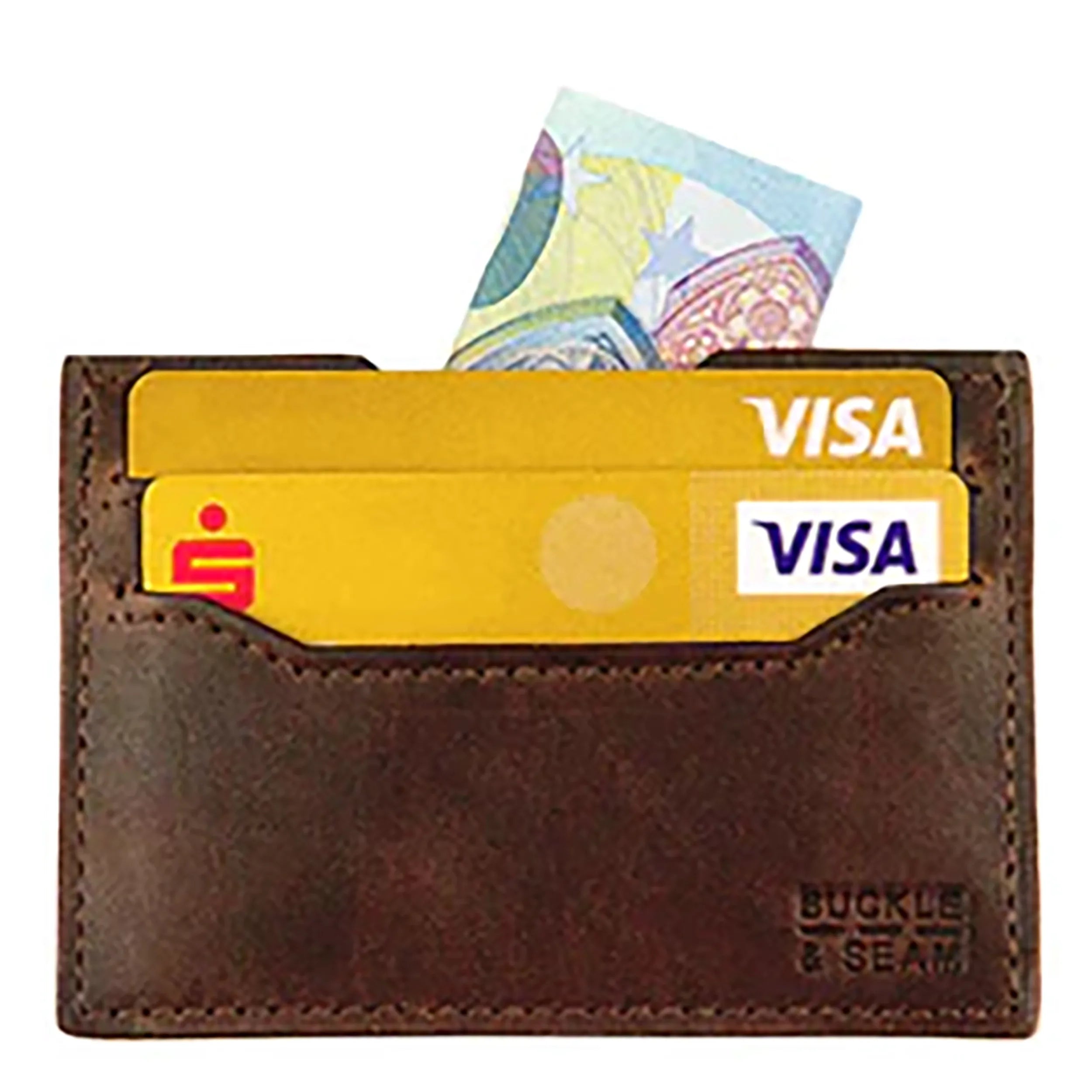 Buckle & Seam card holder Palma 10 cm - Brown