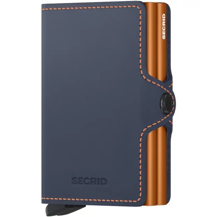 Secrid Wallets Twinwallet Mat 10 cm - Bleu Nuit-Orange