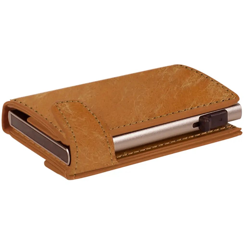 Tony Perotti Furbo Maya credit card holder with coin compartment 10 cm - Dark brown