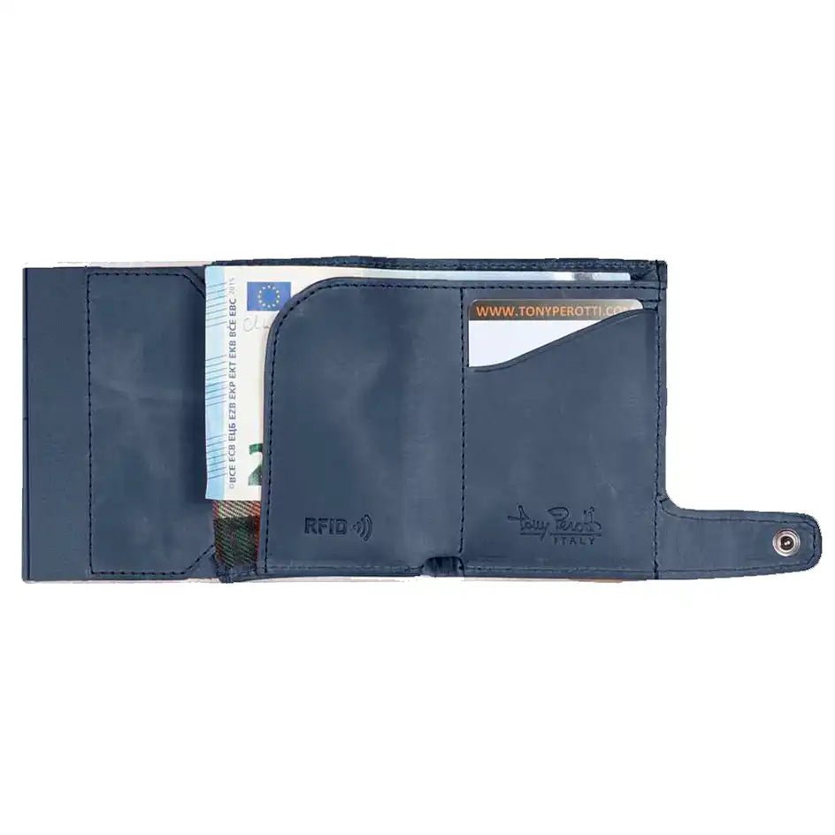 Tony Perotti Furbo Arno porte-cartes de crédit avec compartiment monnaie 10 cm - Bleu