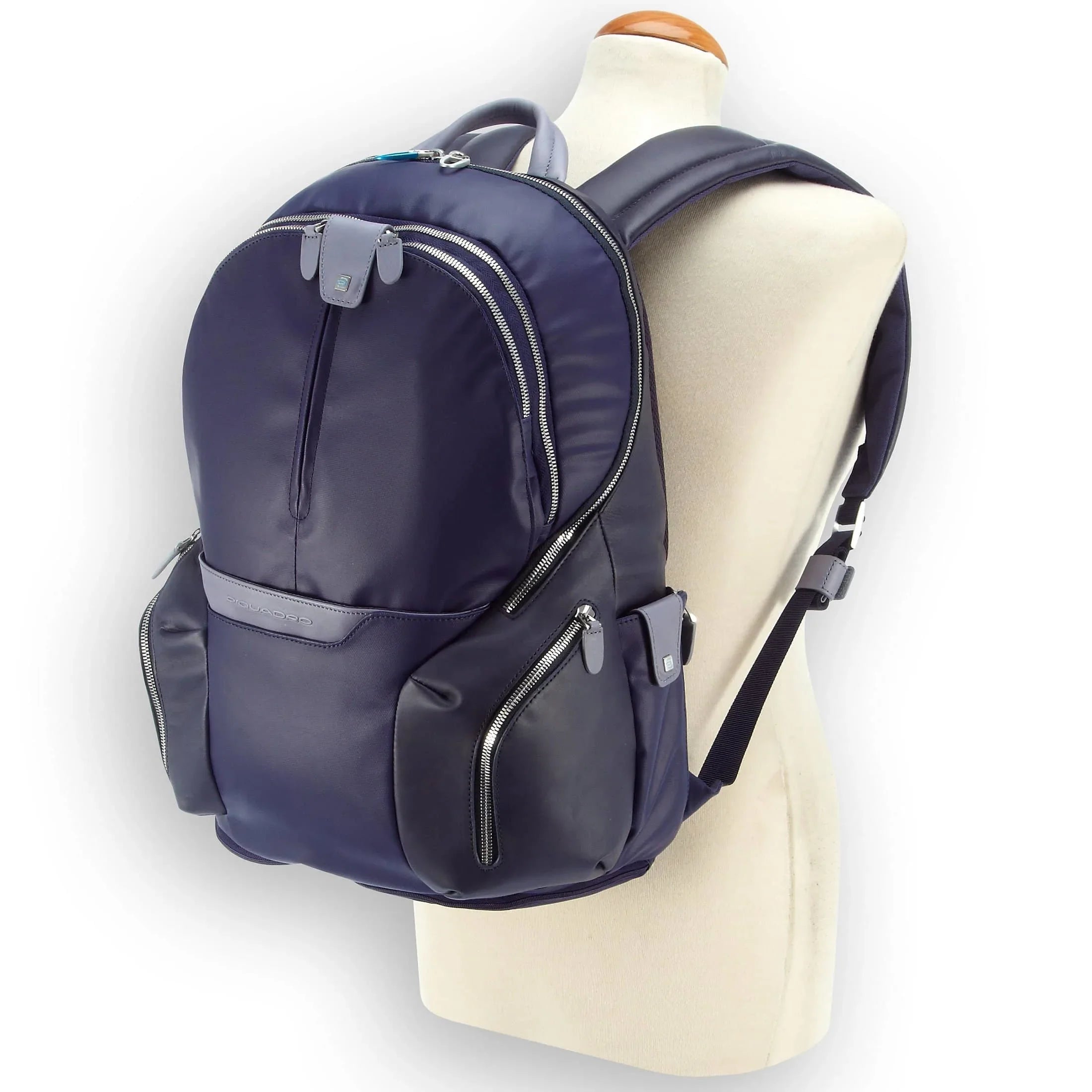 Piquadro Coleos laptop backpack 42 cm - dark blue/ light blue